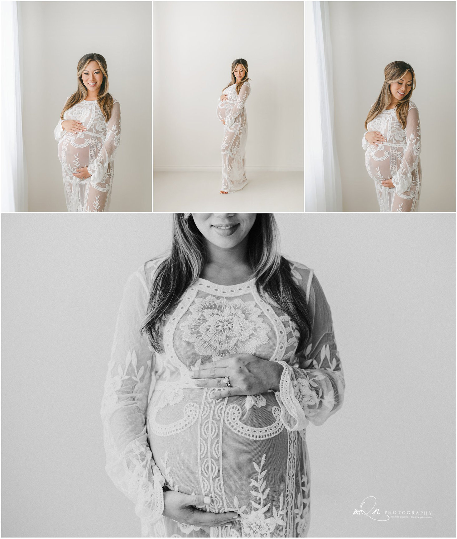 maternity mama wearing lace