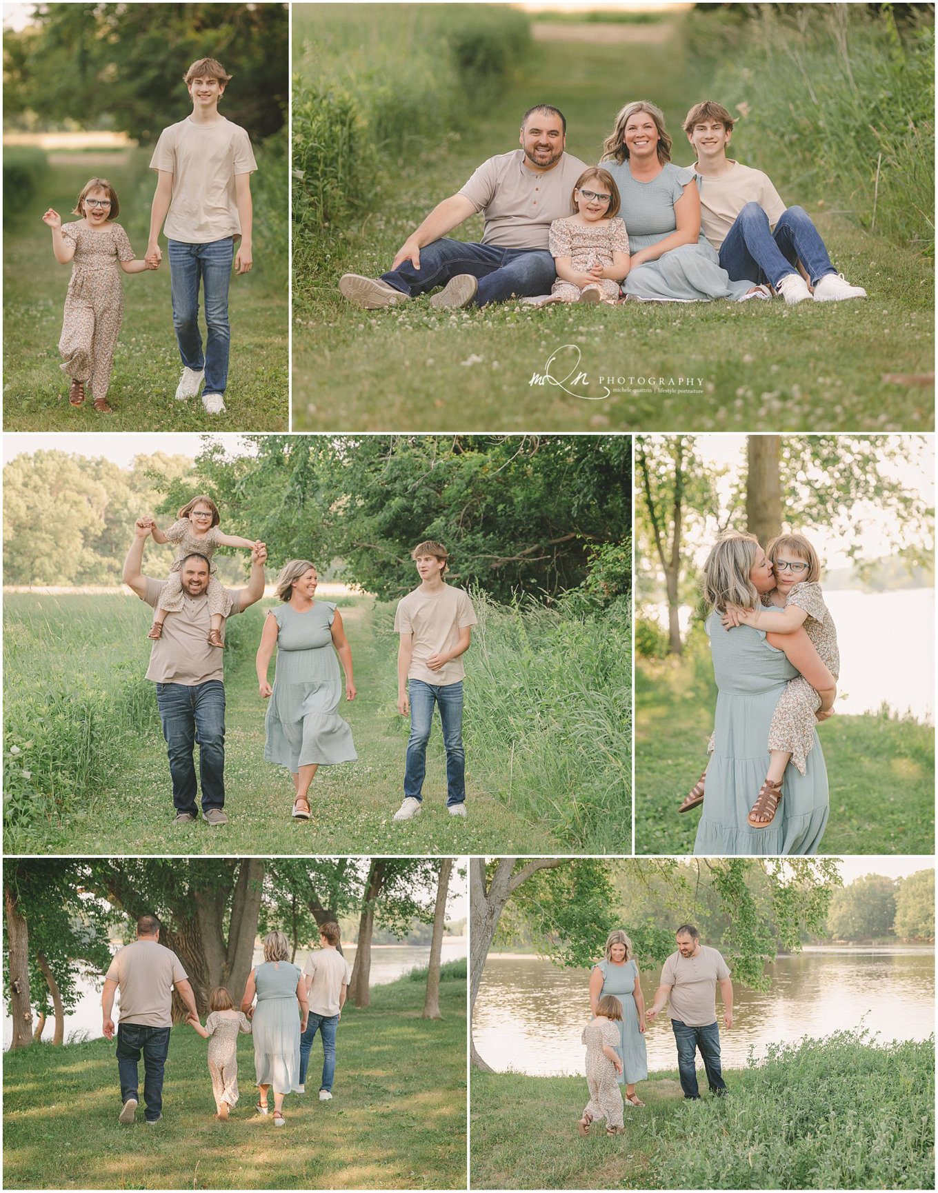 spring family photo session near a lake in Minnesota