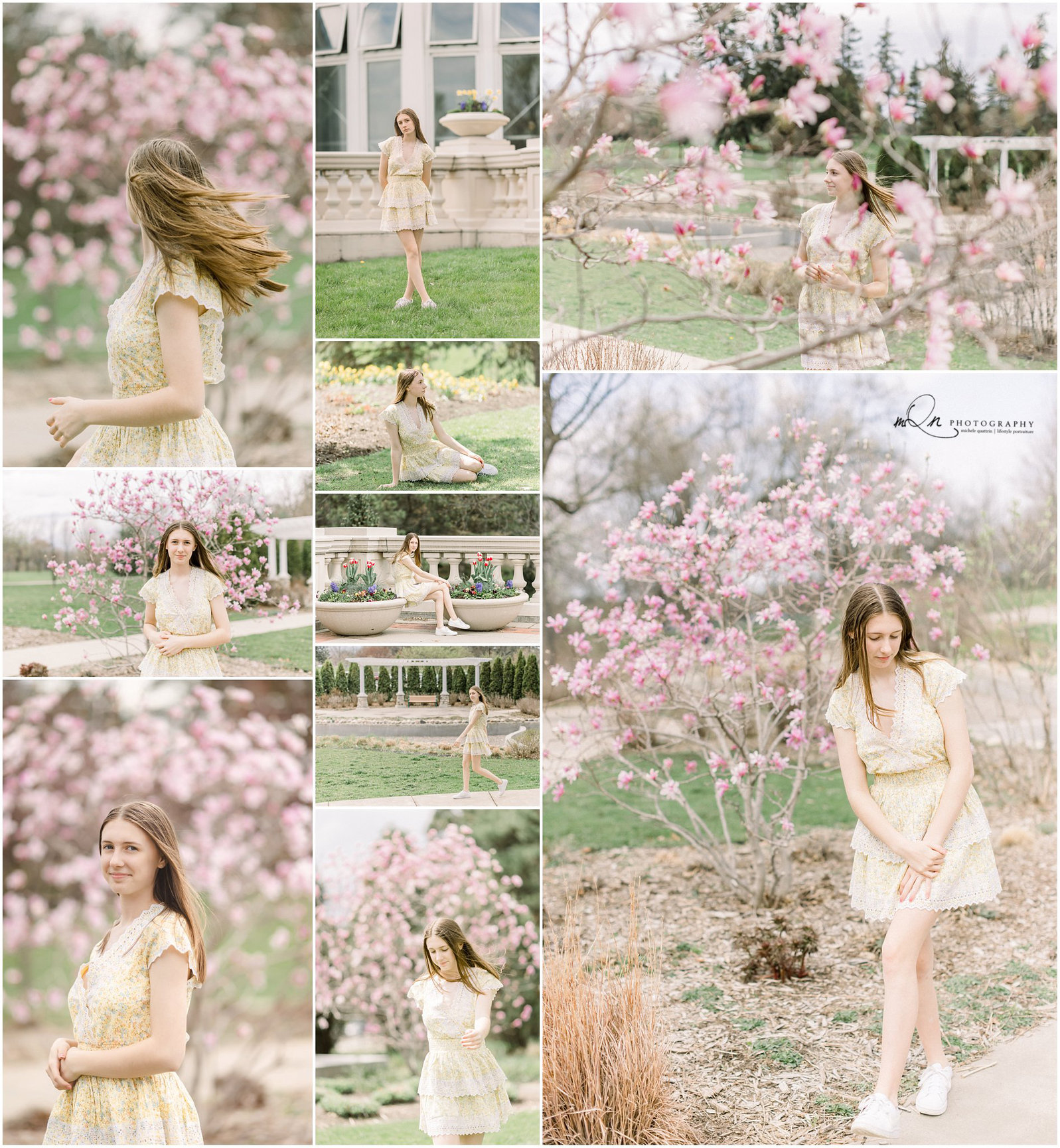teen girl at como park in St. paul beginning of spring