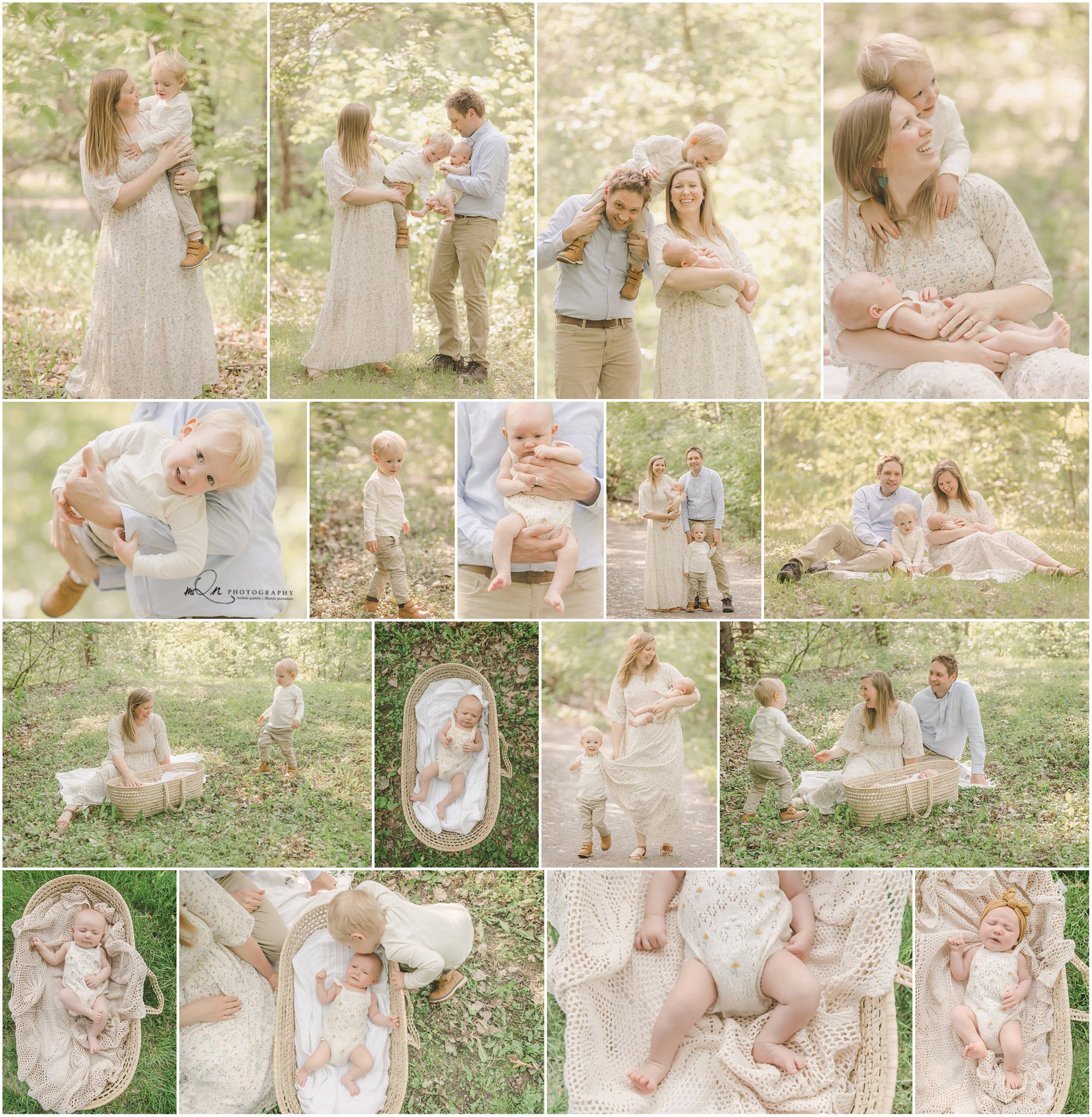 family with newborn at nearby park in Roseville Minnesota