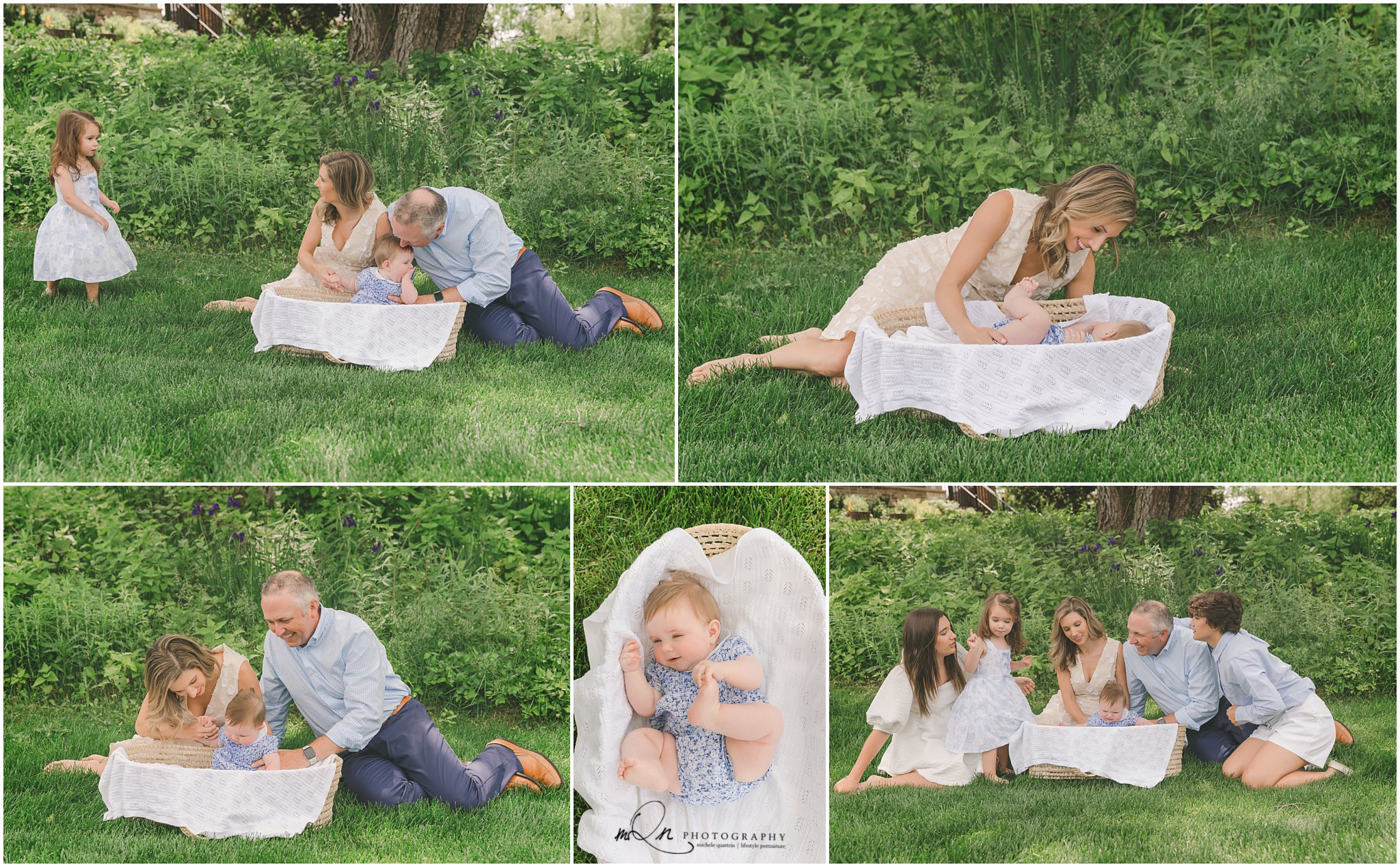 North Oaks family outside in the yard for photos