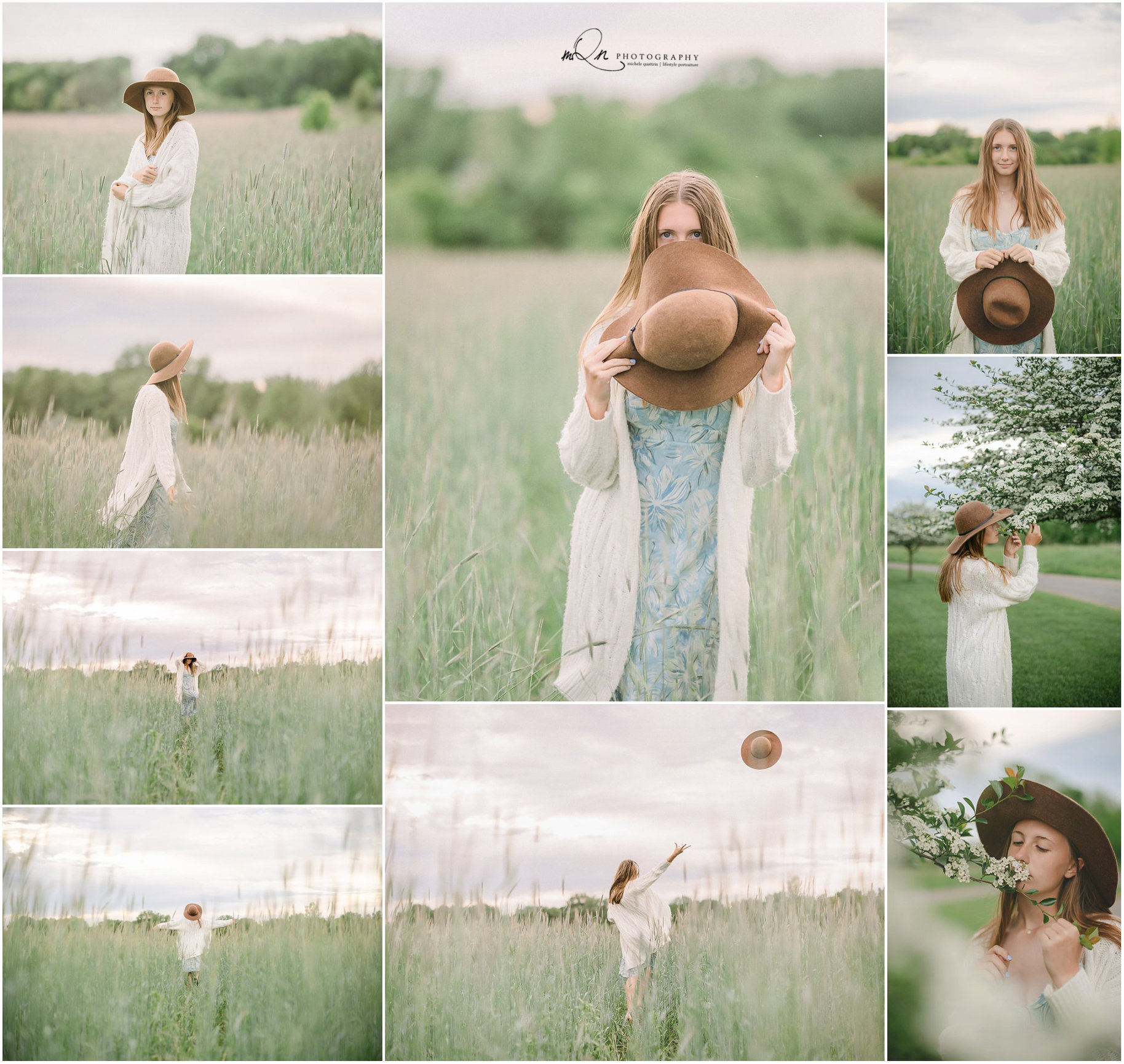 Teen Girl with hat in field in North oaks