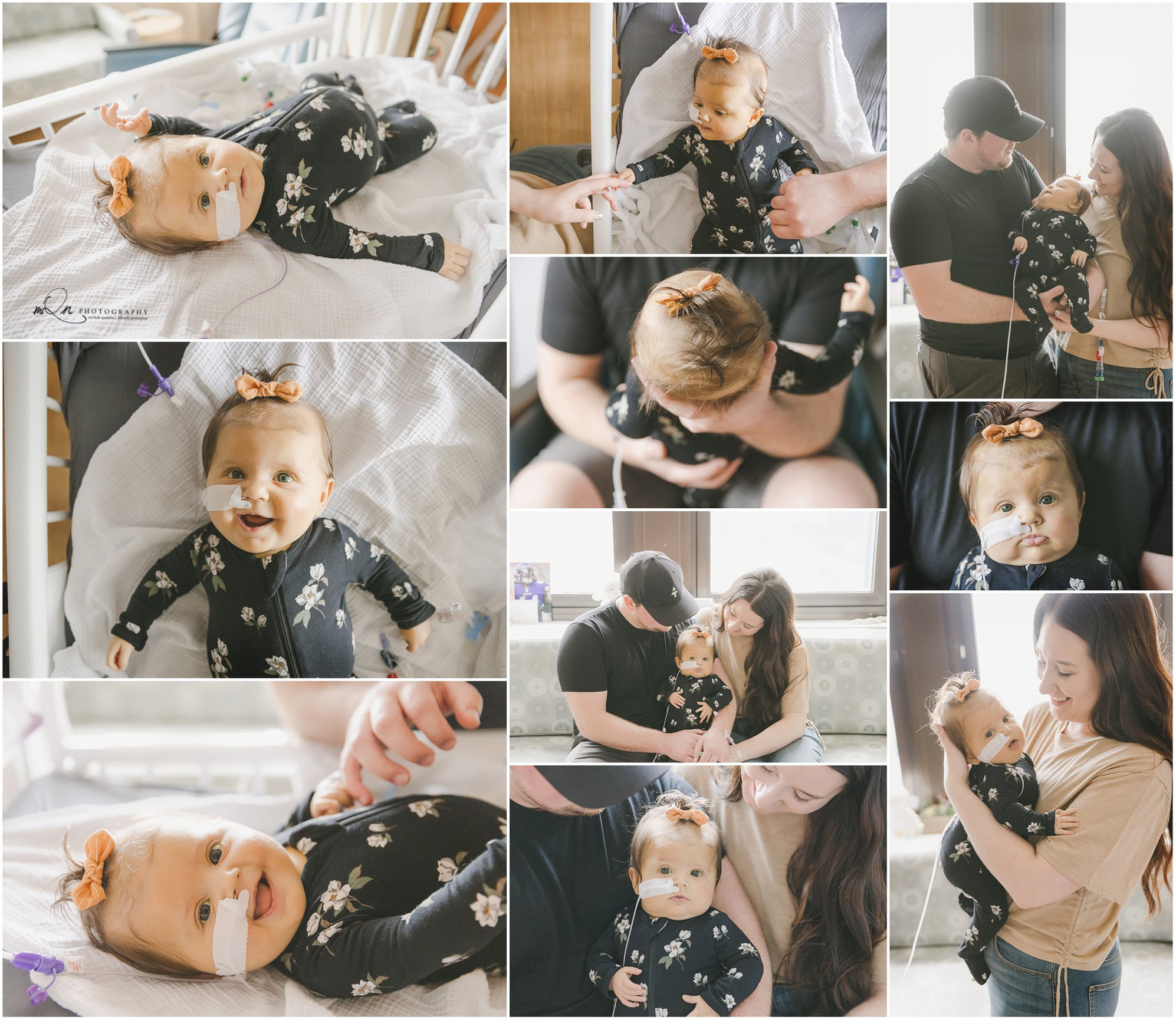 multiple pictures of a NICU baby