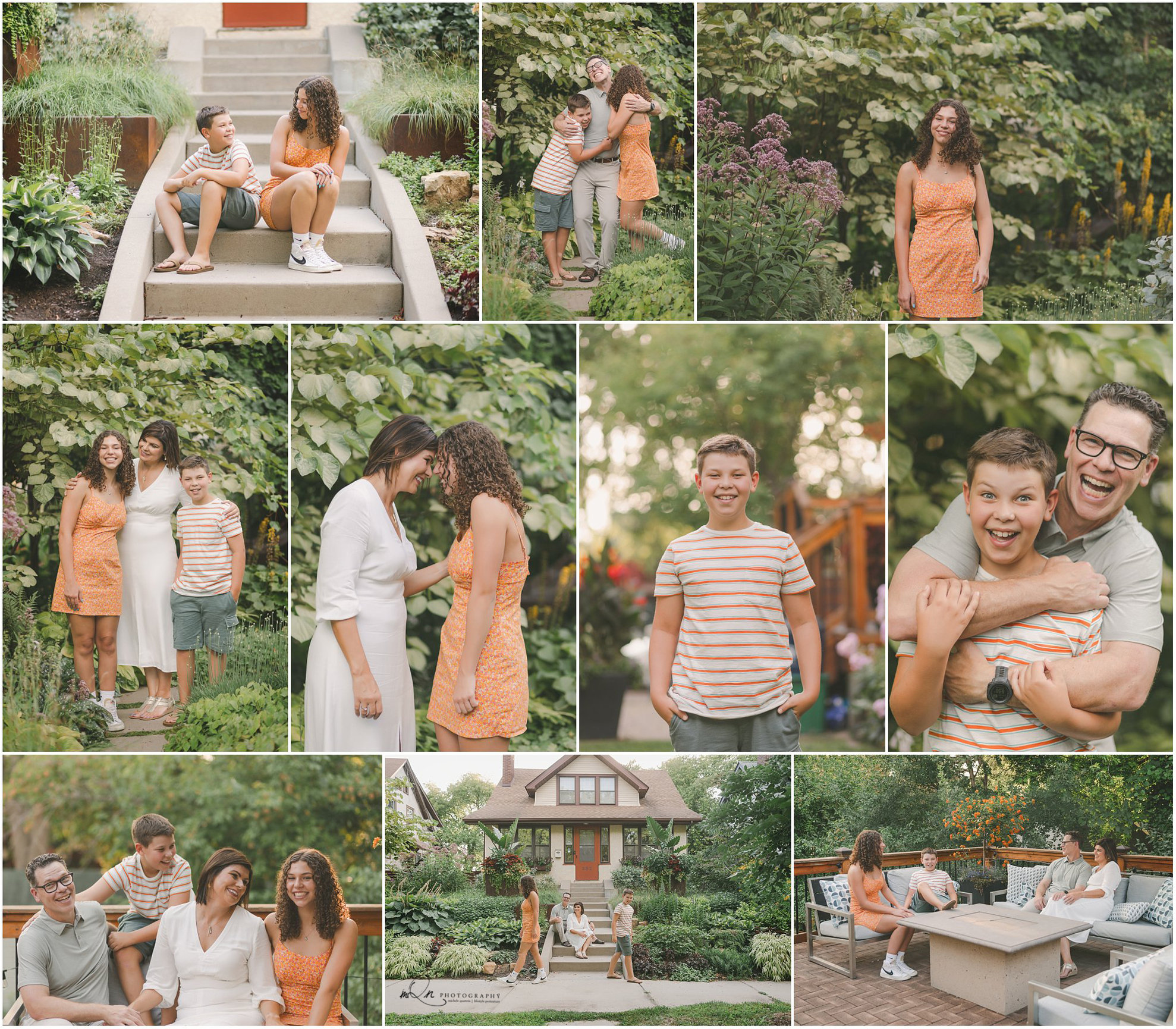 Family photos taken outside their home in Minneapolis