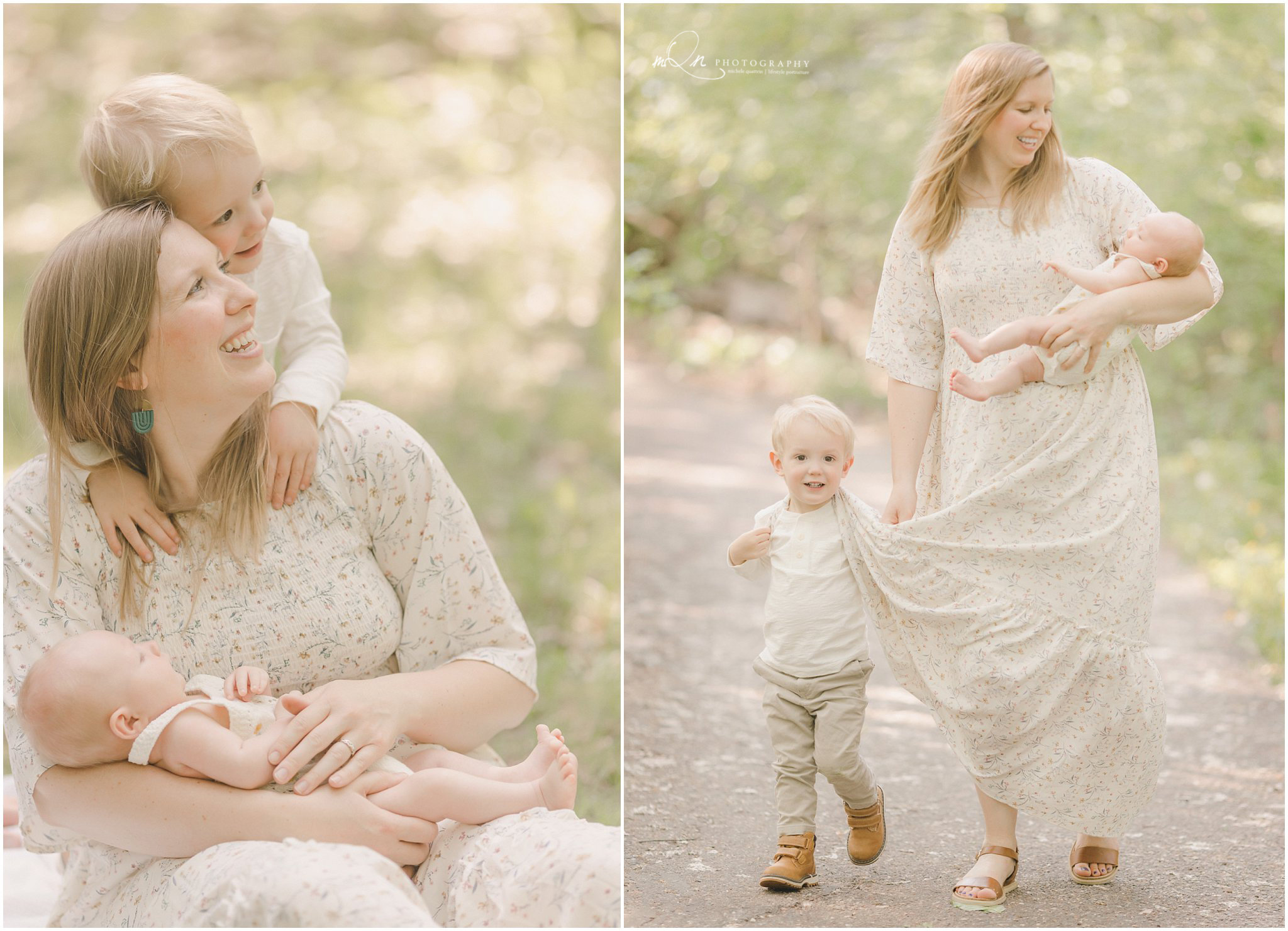mom with toddler and newborn