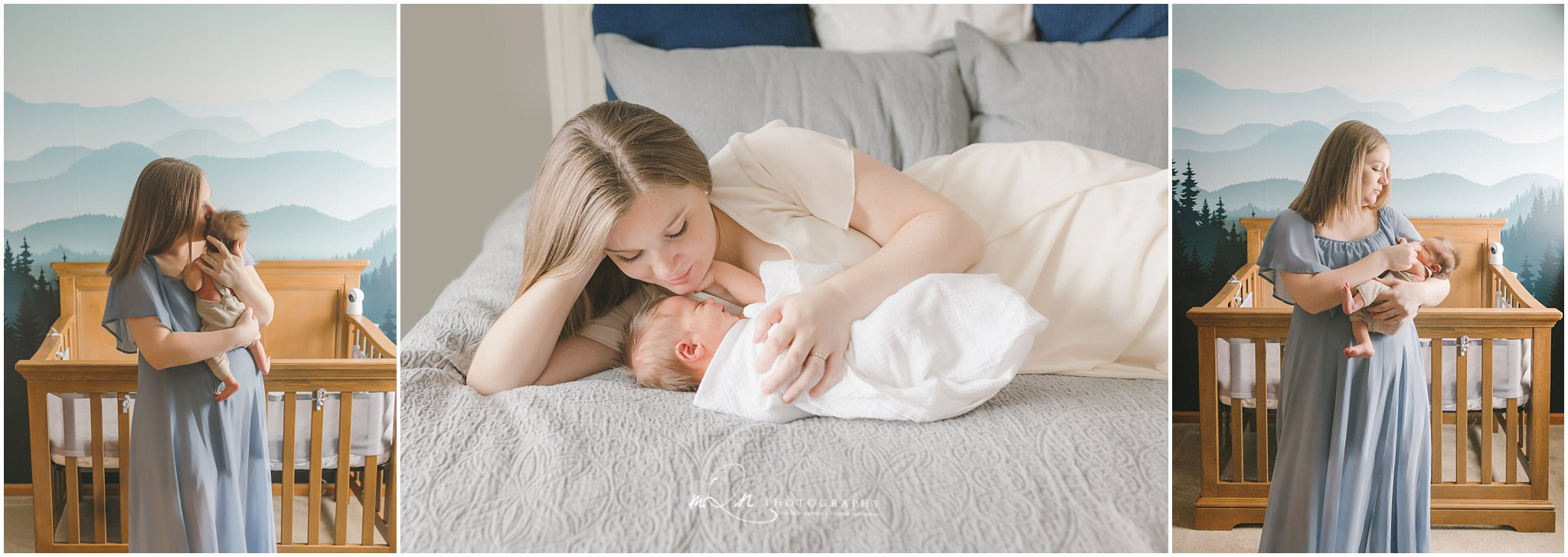 mom with newborn in home