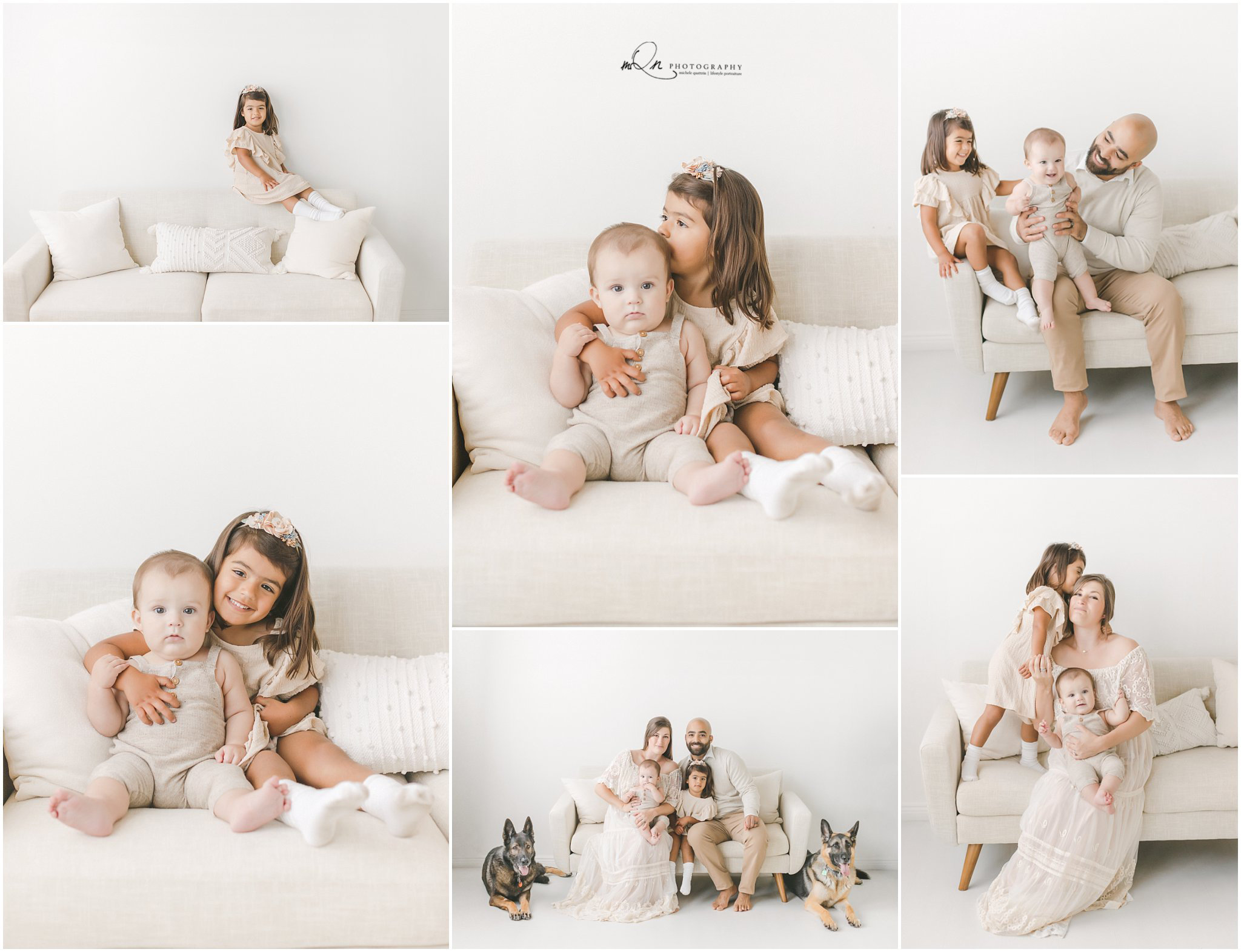 kids and family on couch with dogs