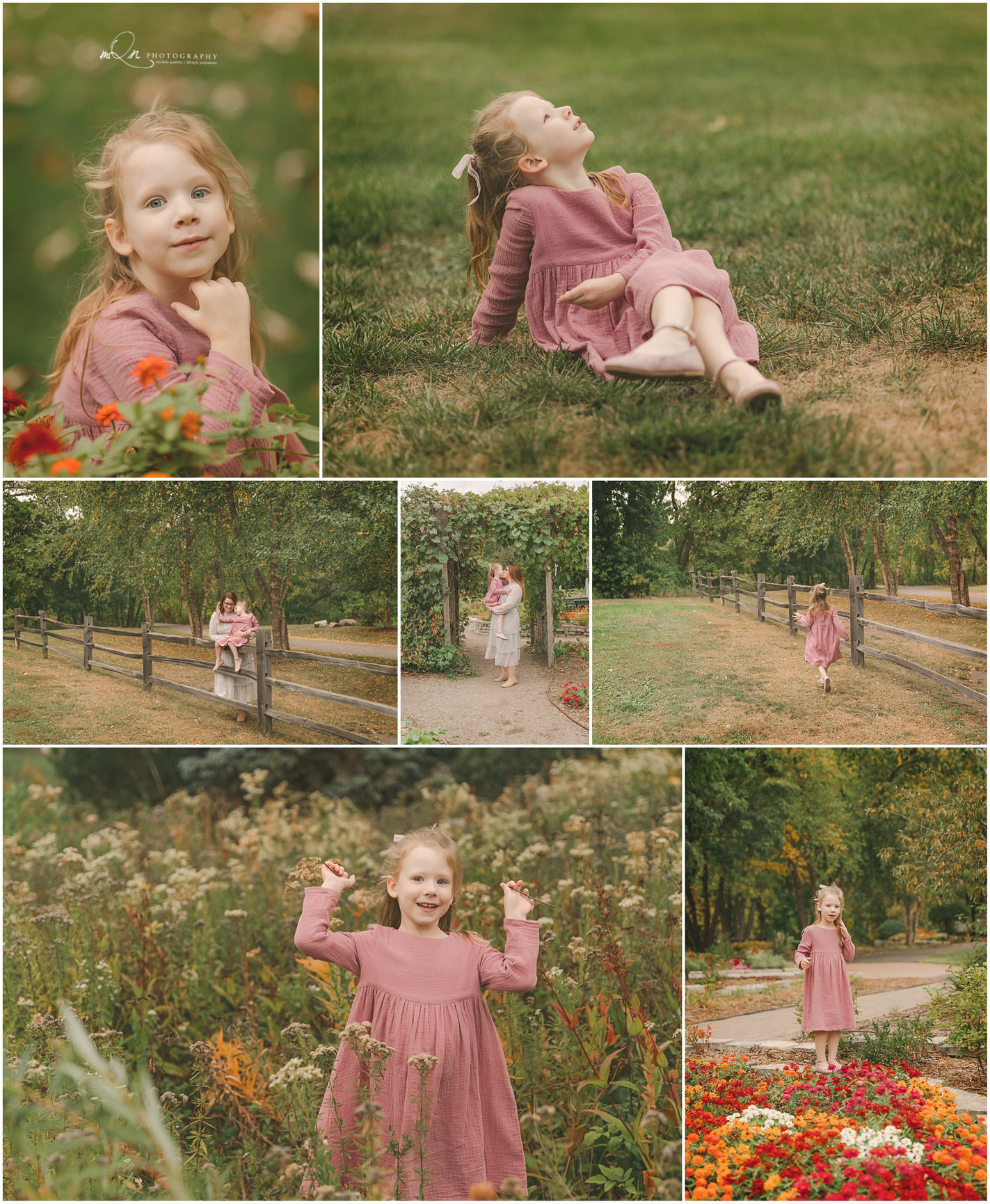 little girl at arboretum in Roseville
