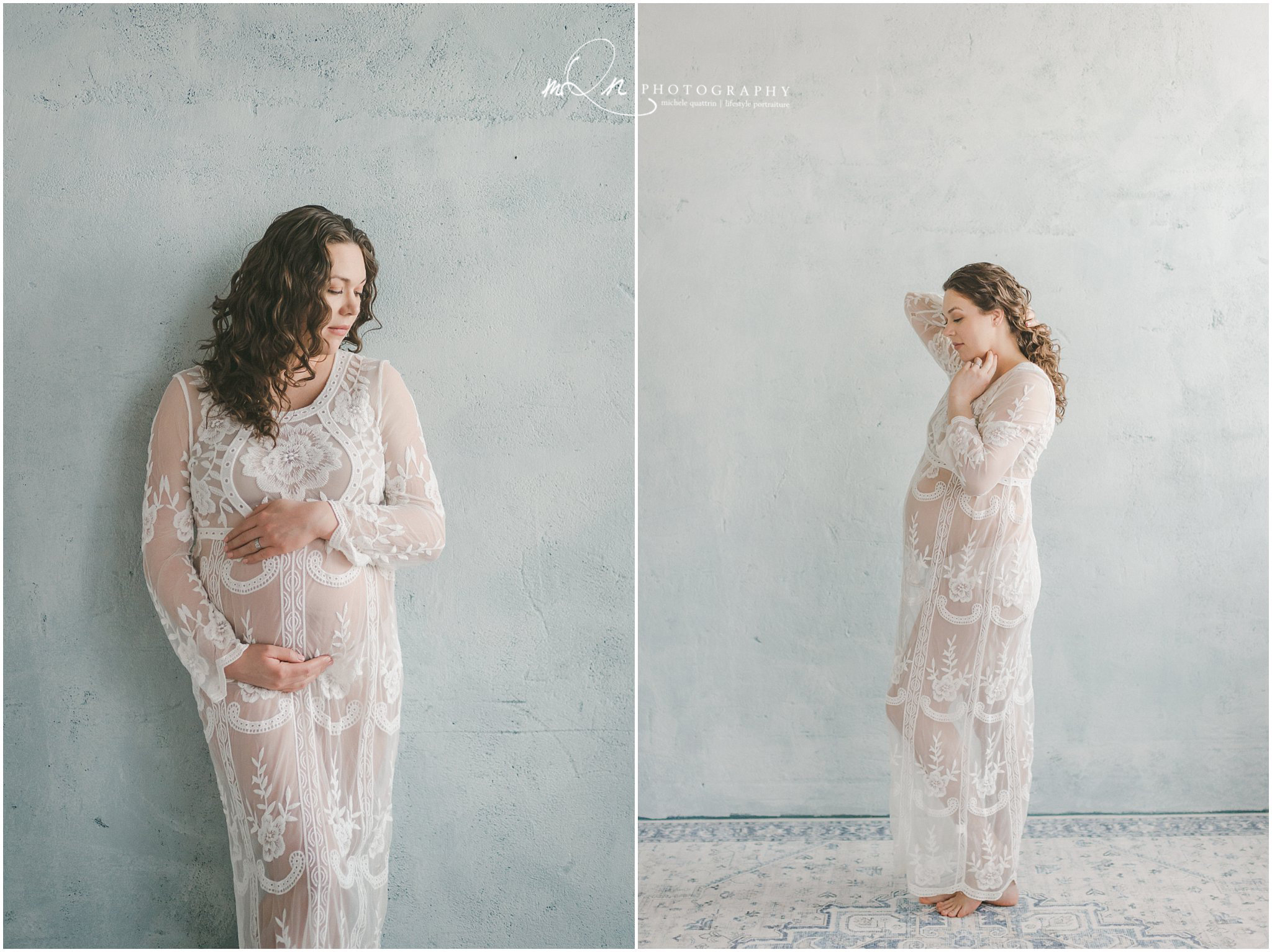 maternity mama in white lace