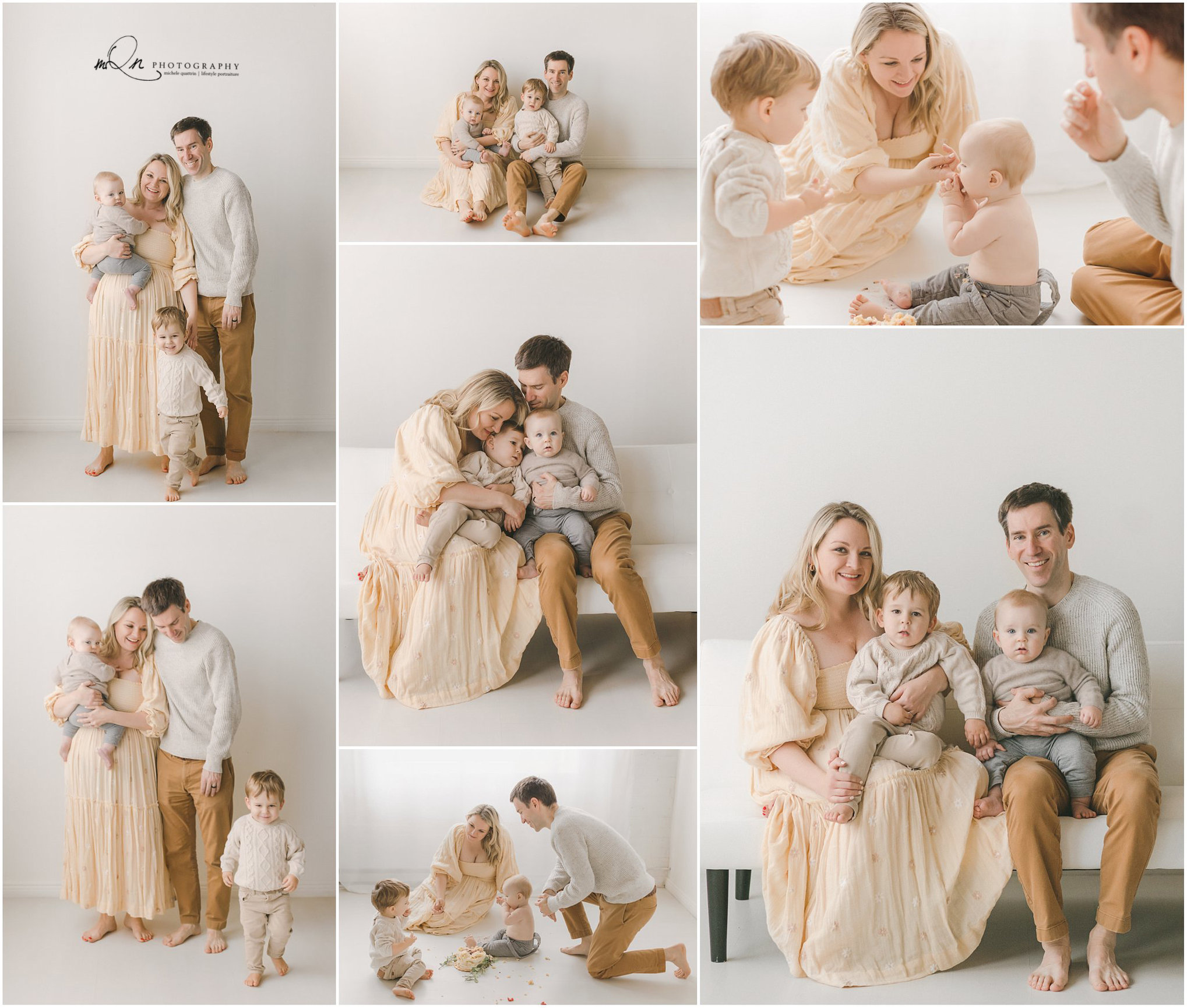 1st birthday portraits and cake smash with the whole family Minneapolis studio