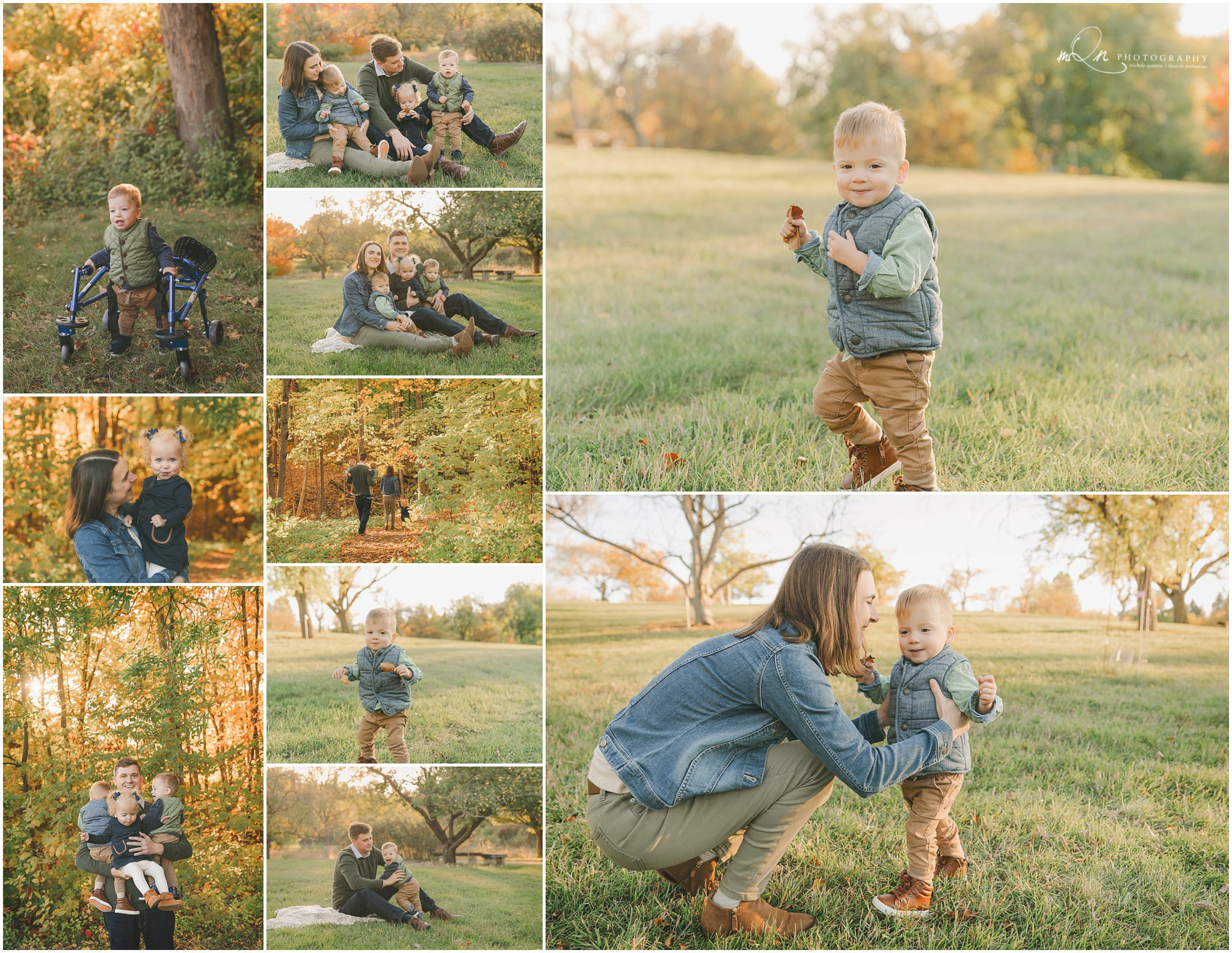 fall family photo session with triplets