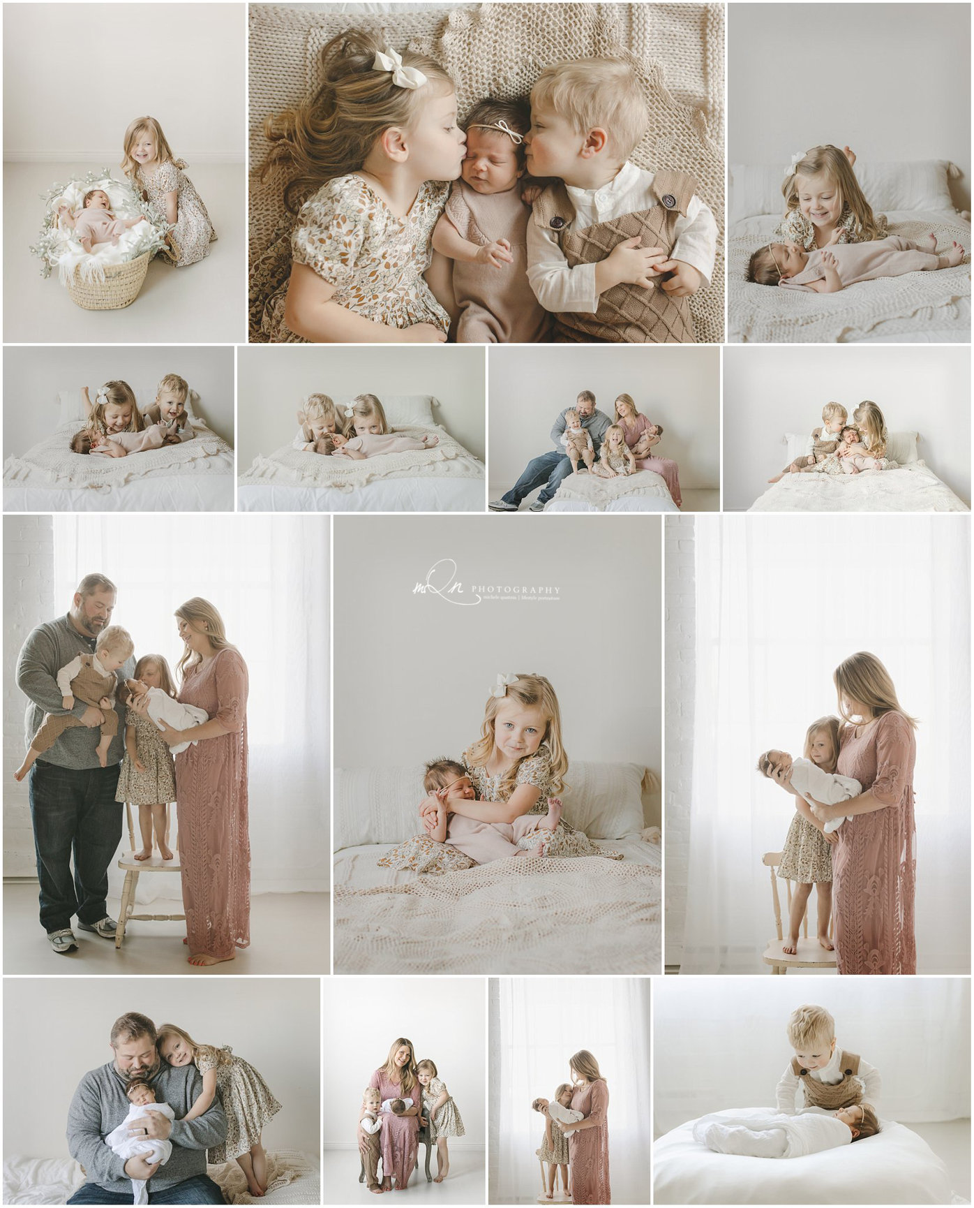 newborn with older sister and toddler brother
