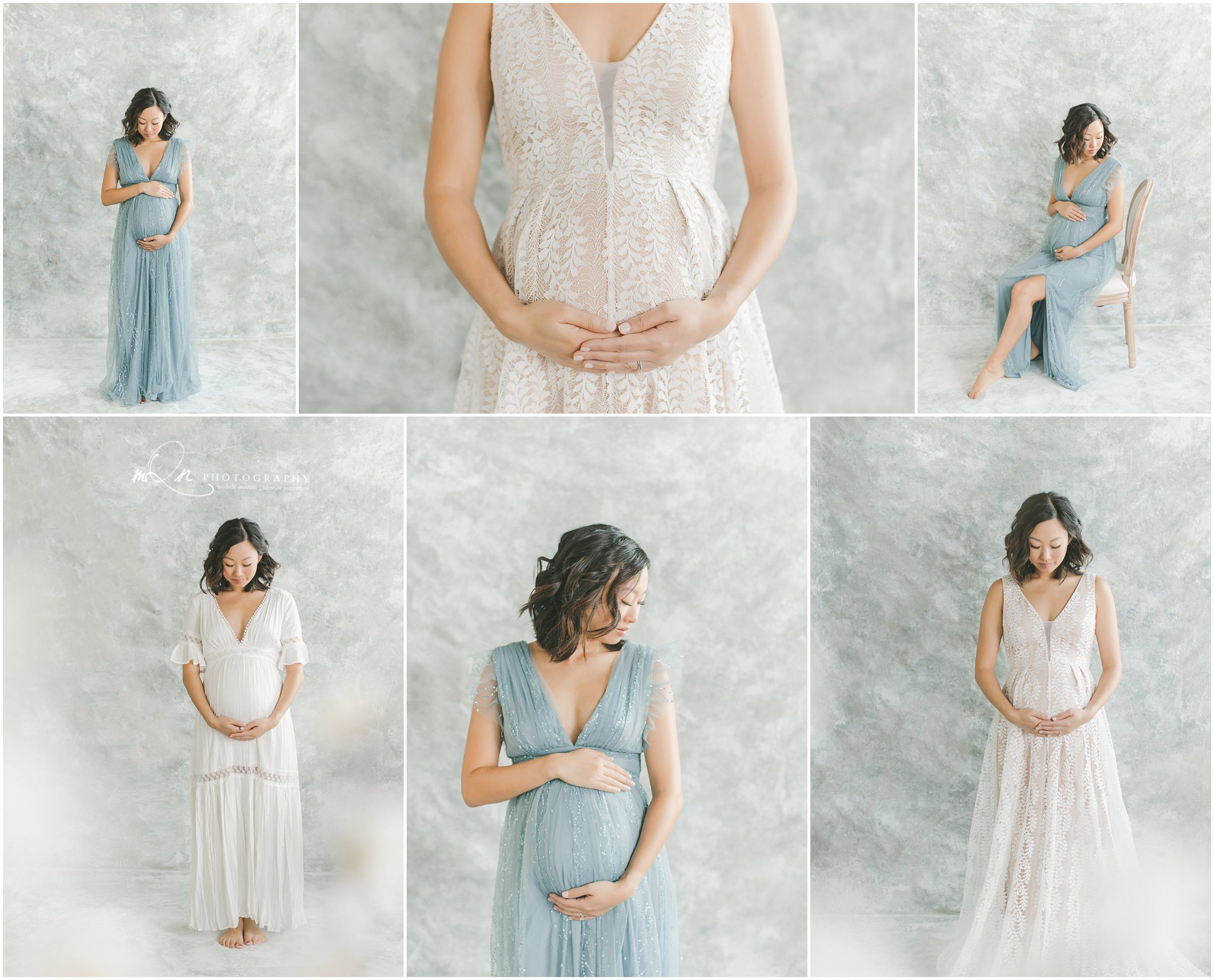 hand painted canvas as a backdrop to a maternity photo session