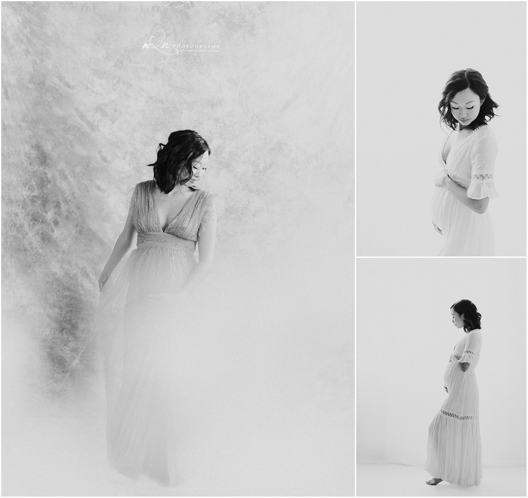 black and white images of a pregnant mama