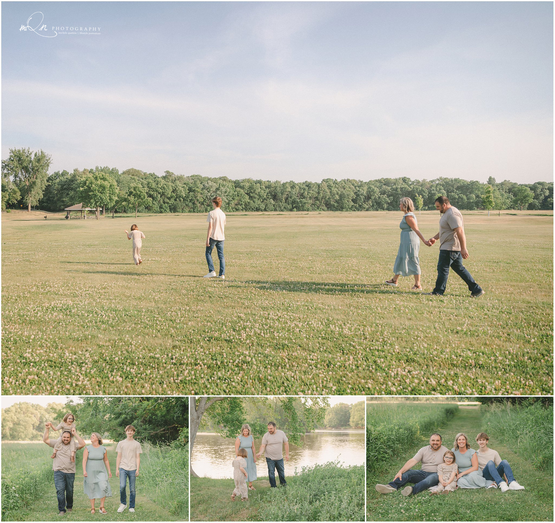 Family walking and hanging out at a park in Big Lake Minnesota