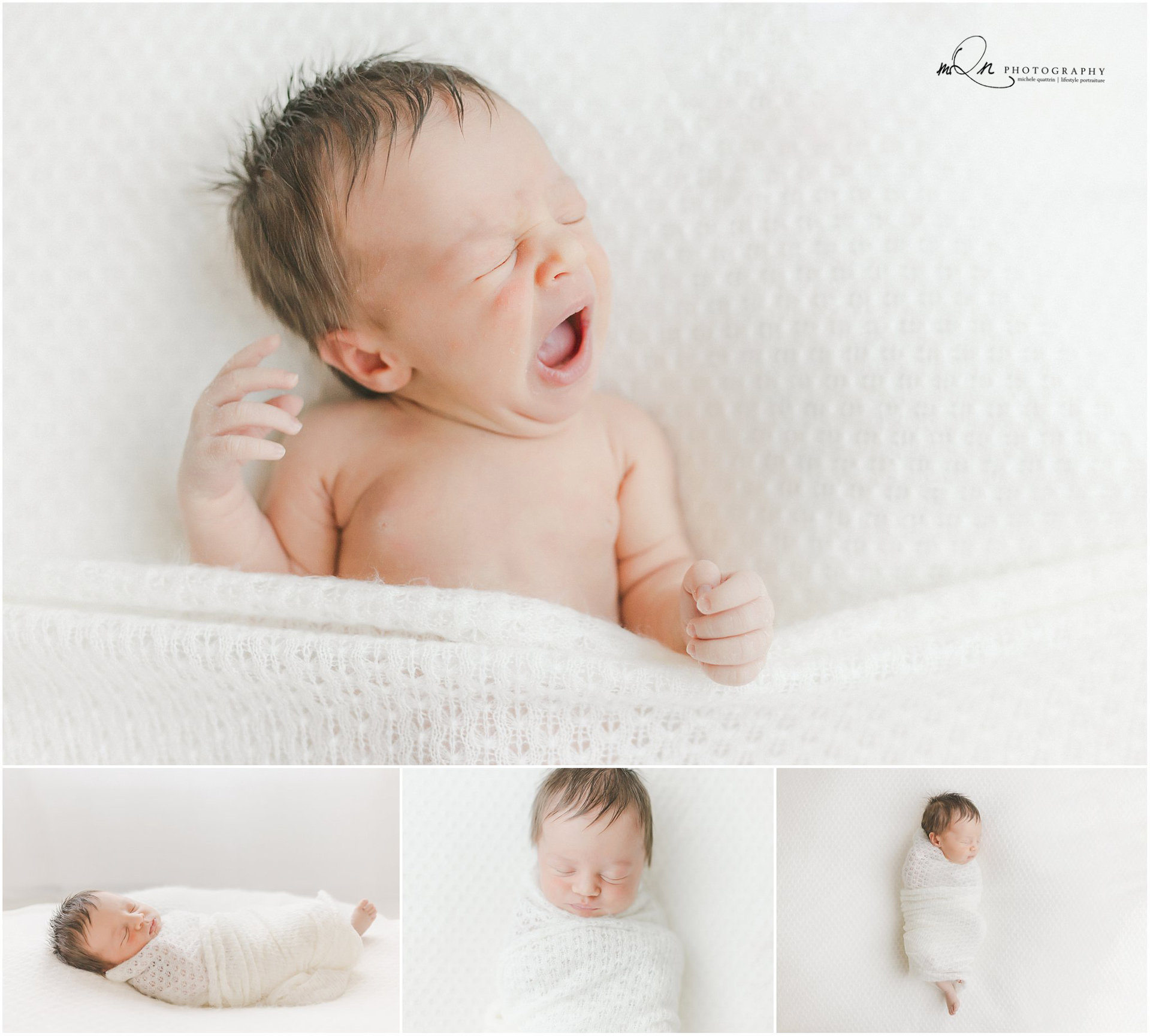 yawning newborn in a Minneapolis studio