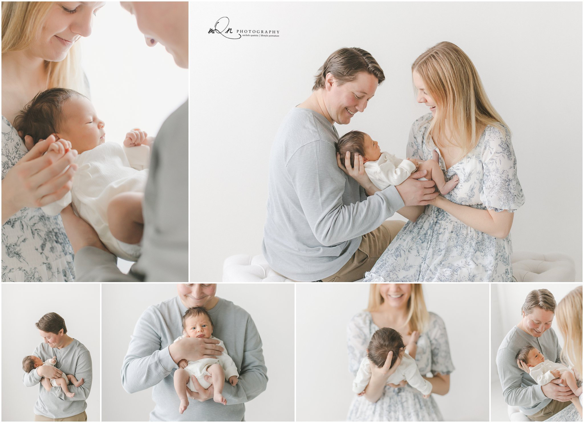 newborn with mom and dad in Minneapolis studio