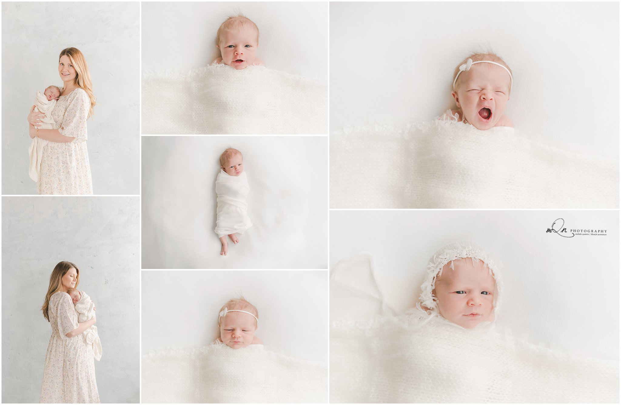 newborn in white
