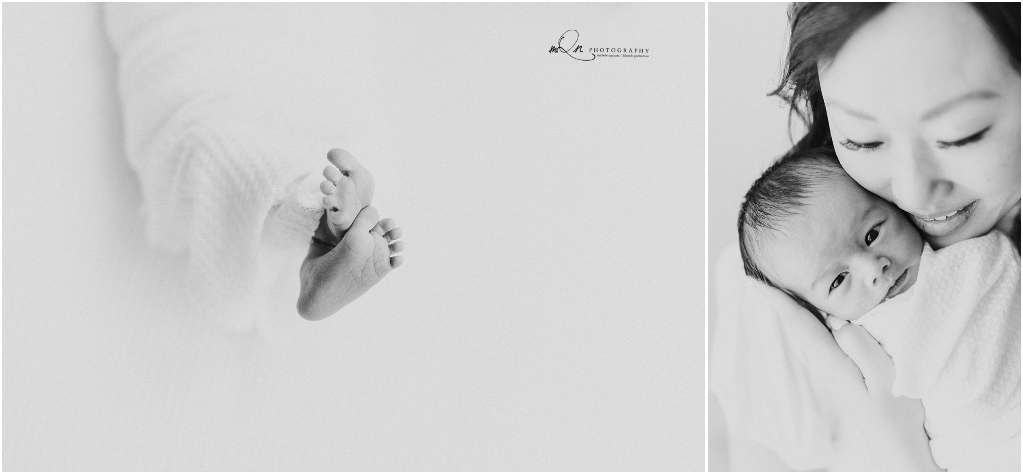 Inside a newborn photo session in Minneapolis black and white images