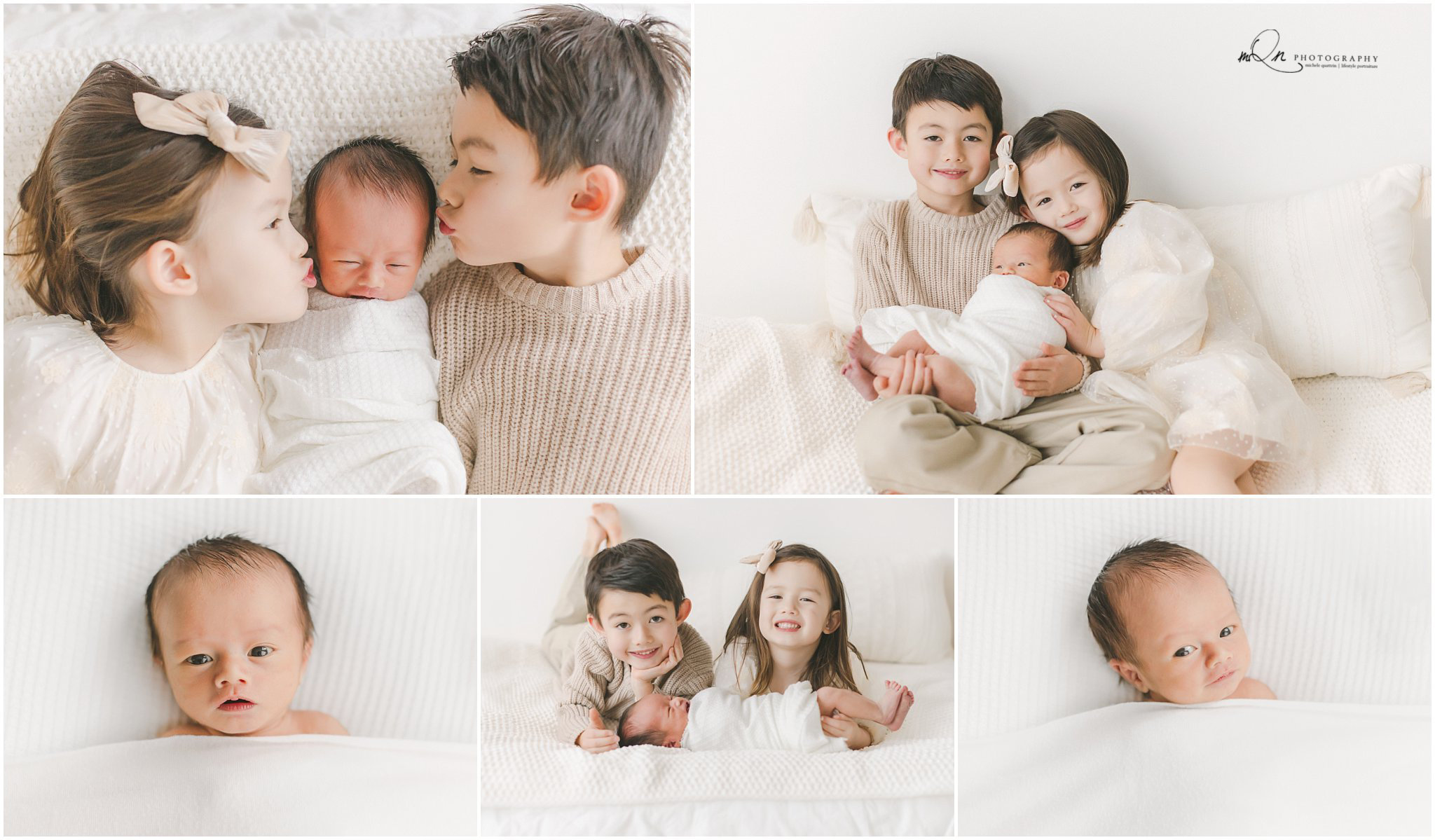 Inside a newborn photo session in Minneapolis baby in white