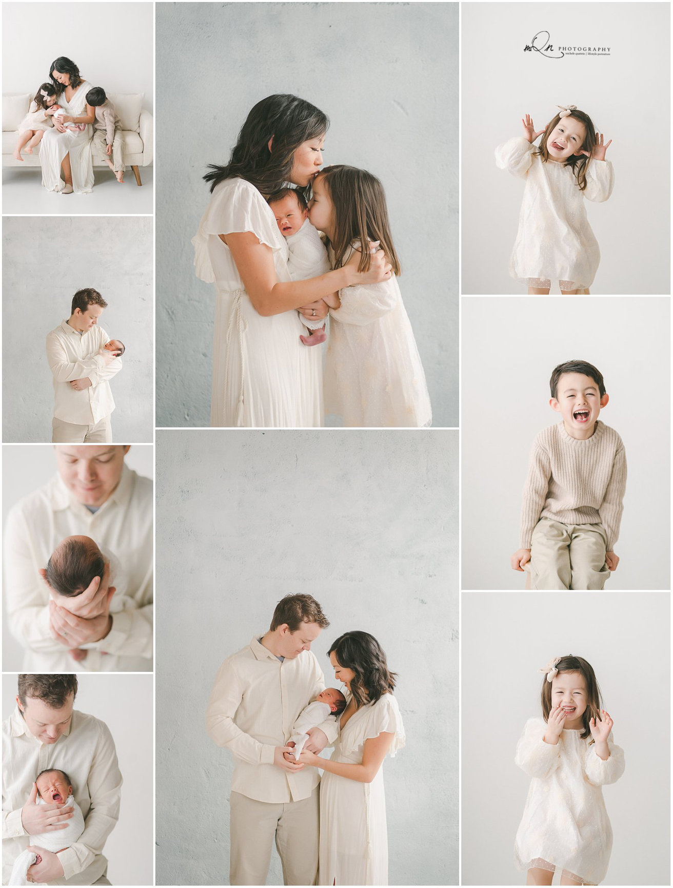 Inside a newborn photo session in Minneapolis baby in white