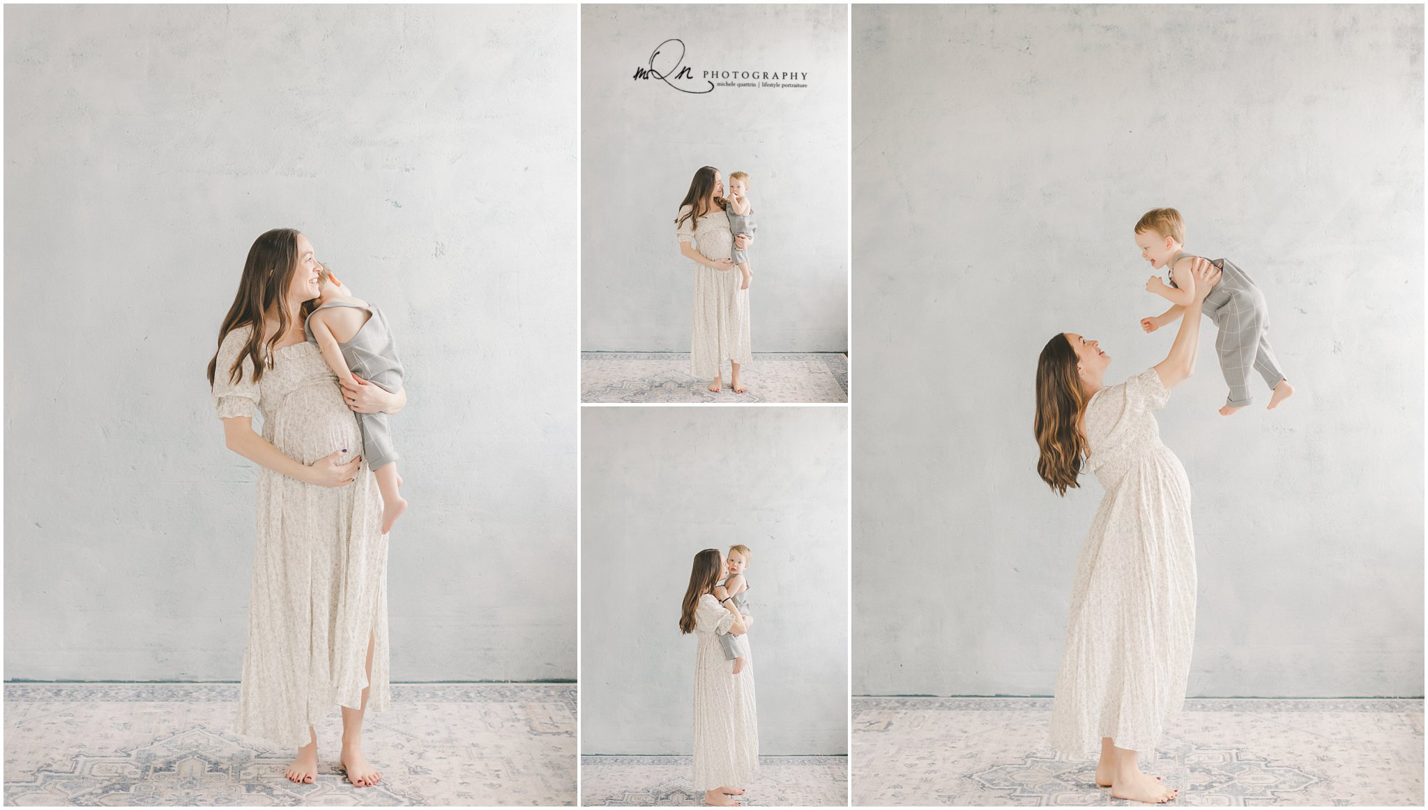 Minneapolis studio maternity session with toddler