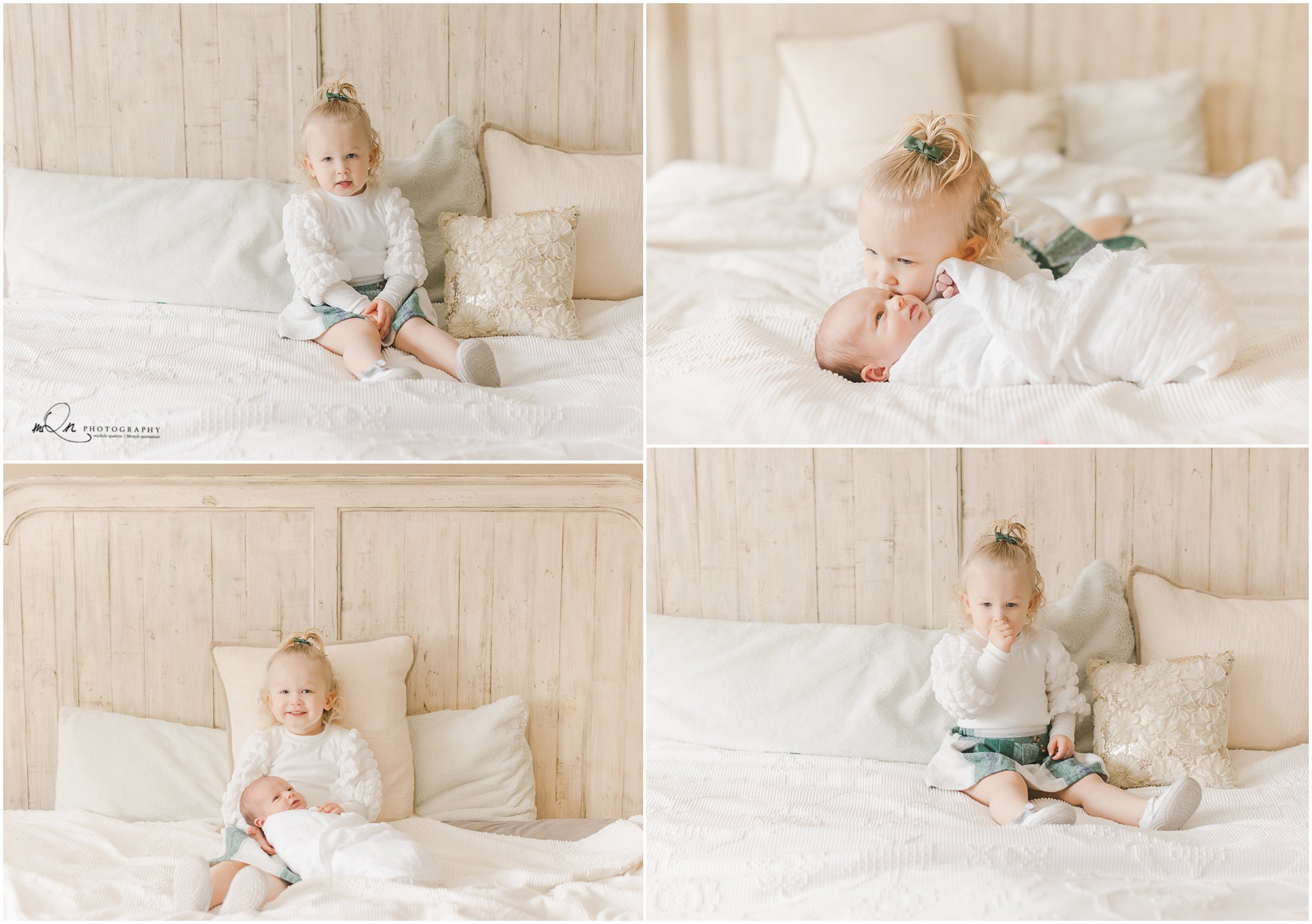 toddler girl with newborn brother