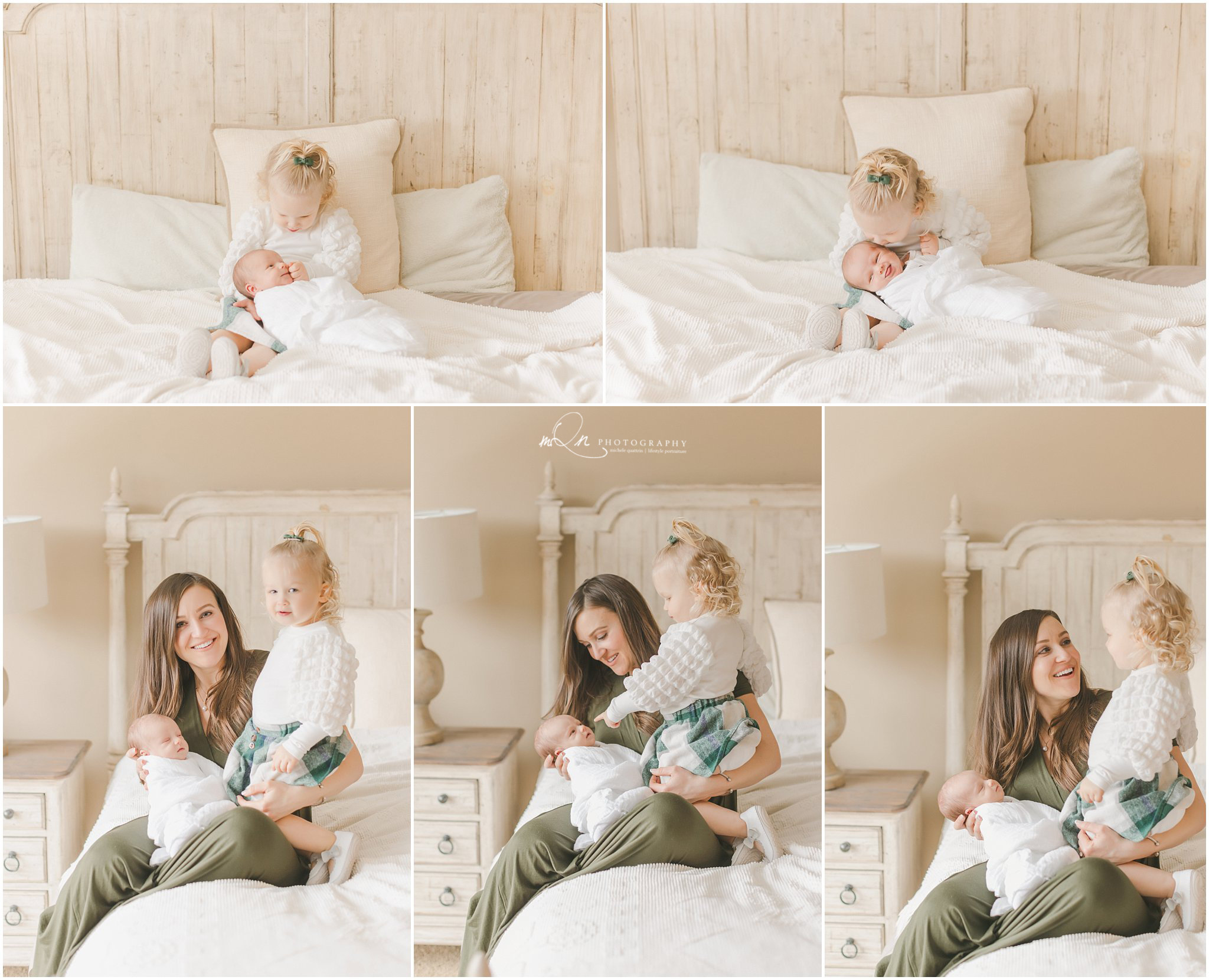 mom, toddler girl and newborn boy