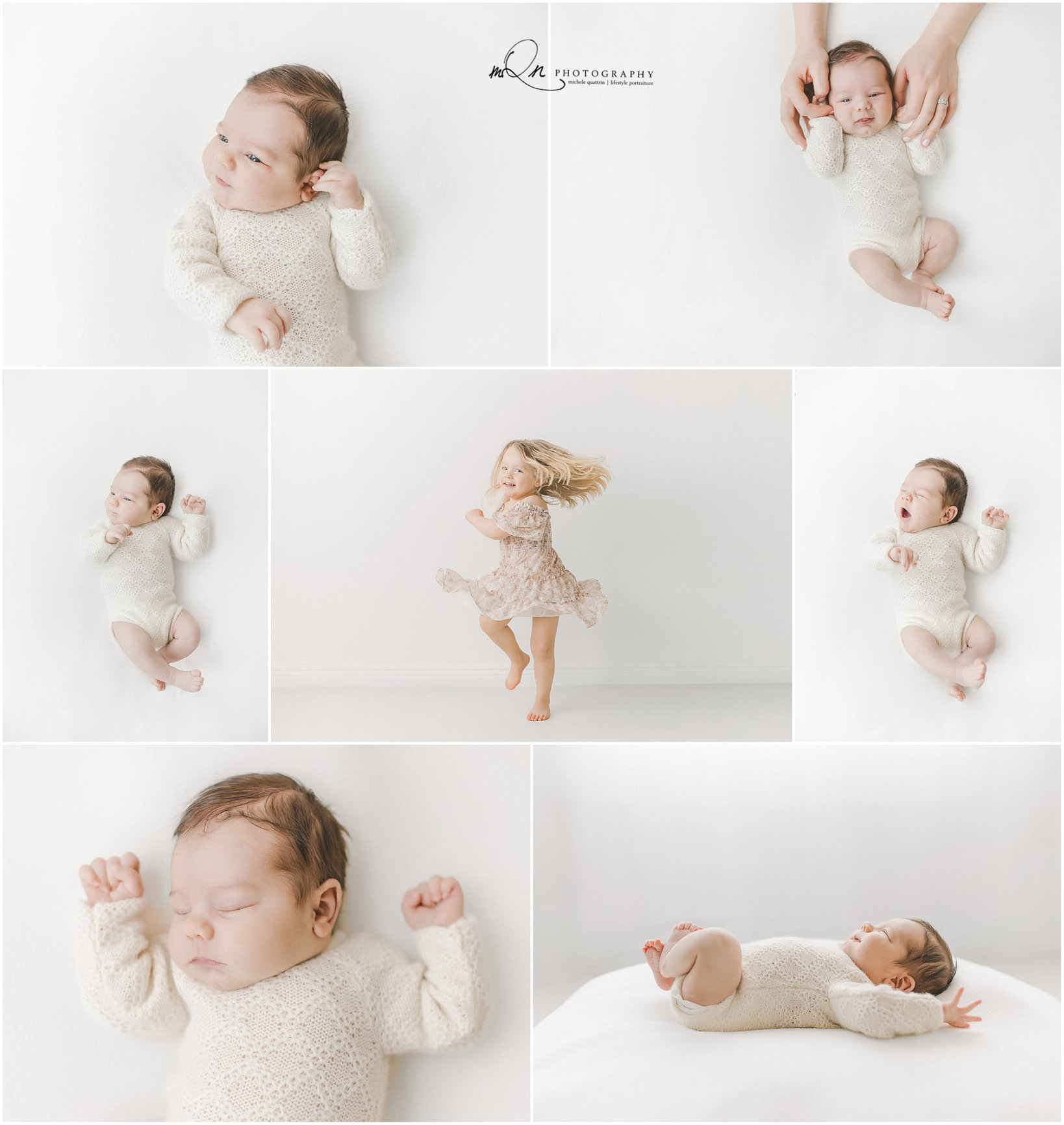 newborn in knitted onesie