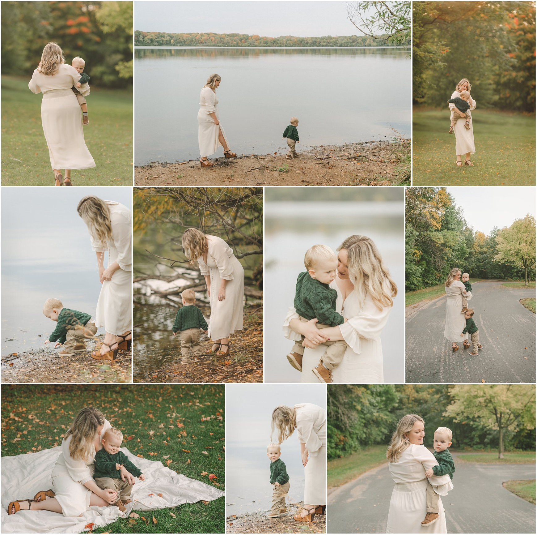 mother and sons outside photo session