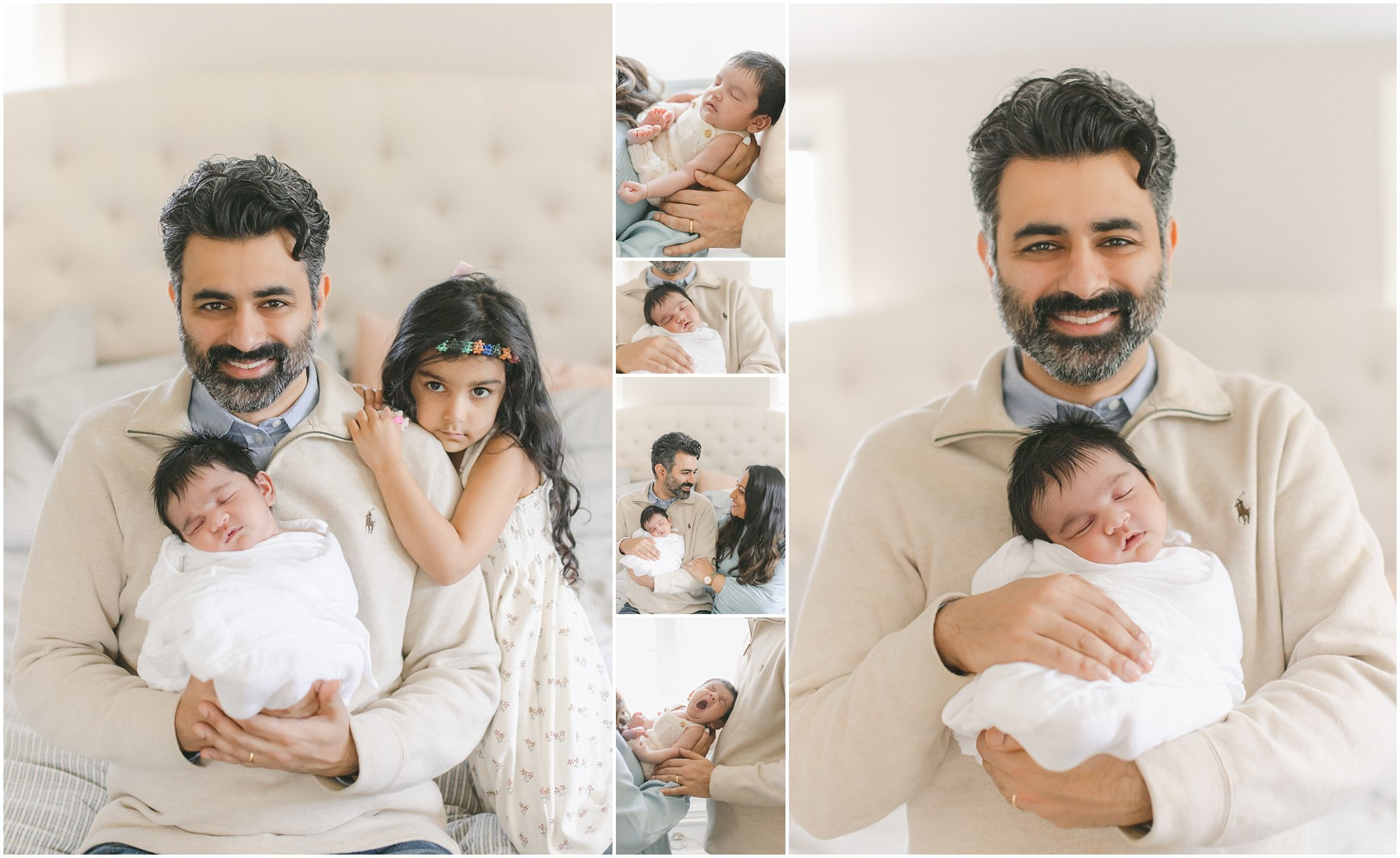 dad with children during an in home newborn photo session
