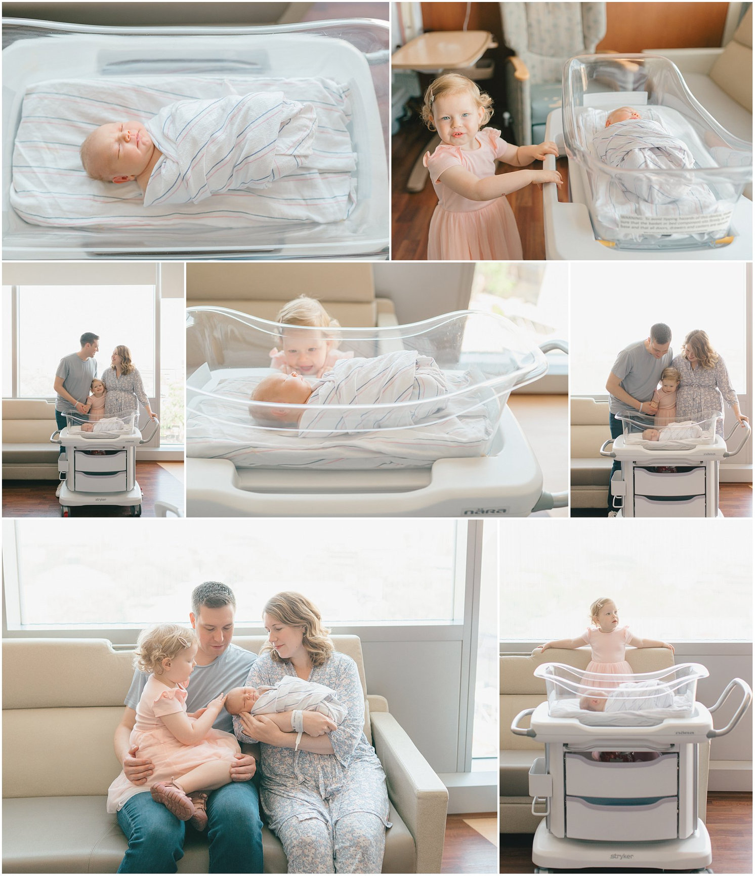 Big sister meeting new baby for a fresh 48 hospital session
