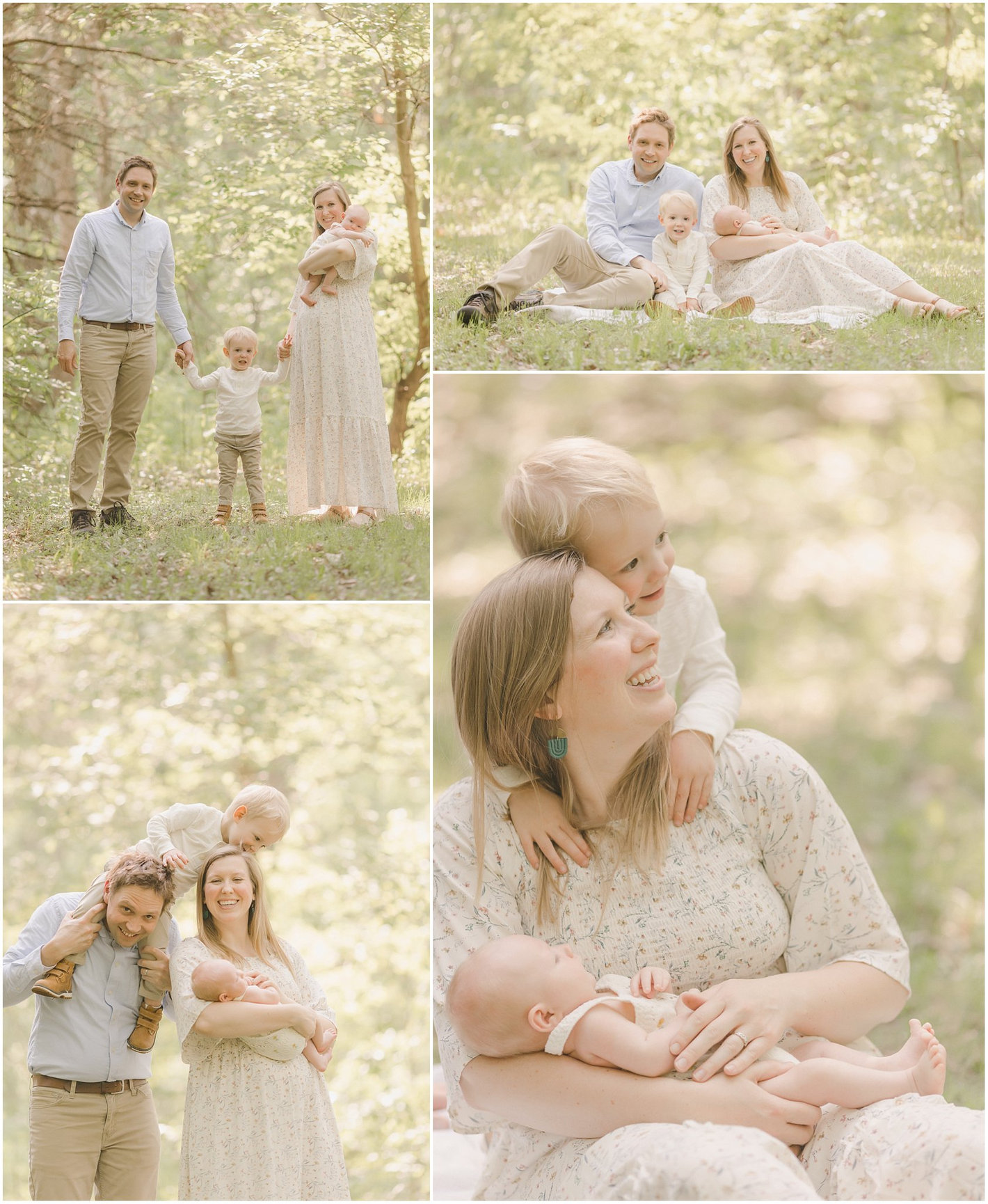 spring photos light and airy greenery newborn session in Roseville