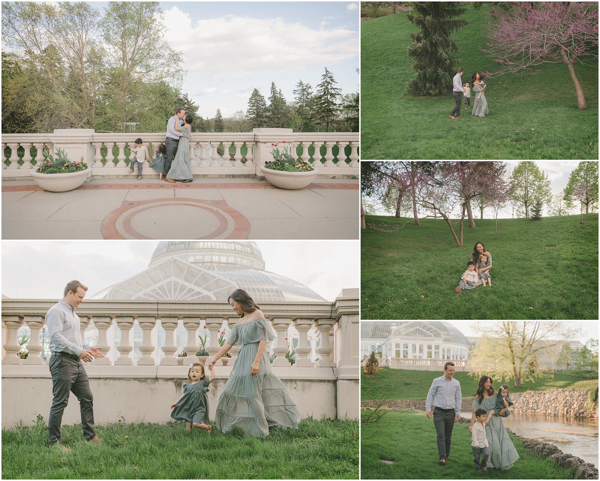 spring family photos at Como Park with mQn Photography