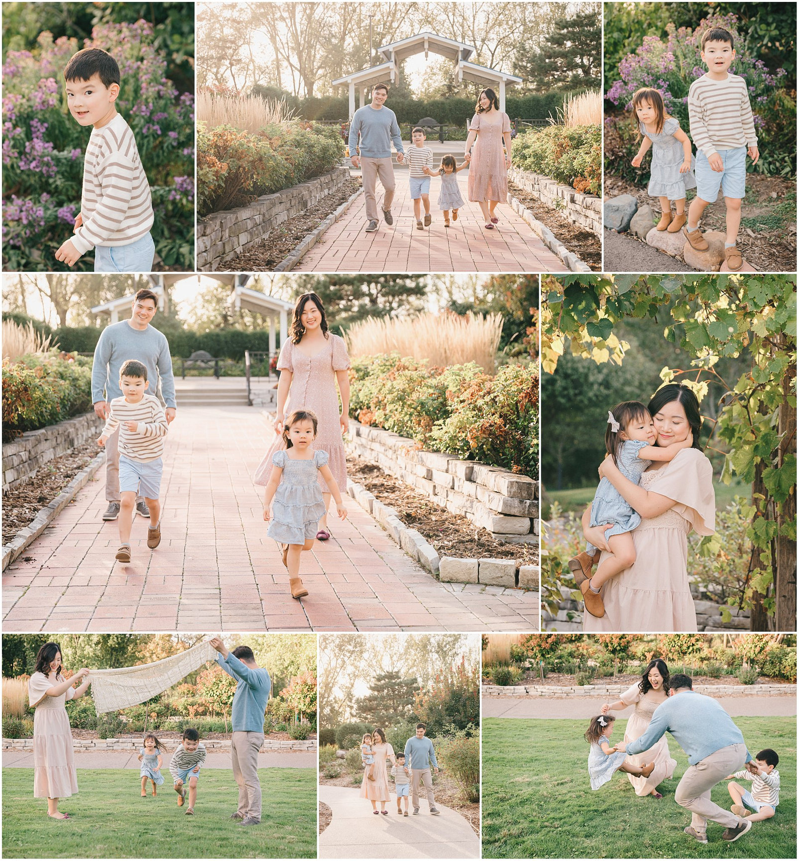Get inspired by this cozy, colorful fall family shoot at a local arboretum. Perfect for outfit ideas, sibling shots, and golden hour glow.