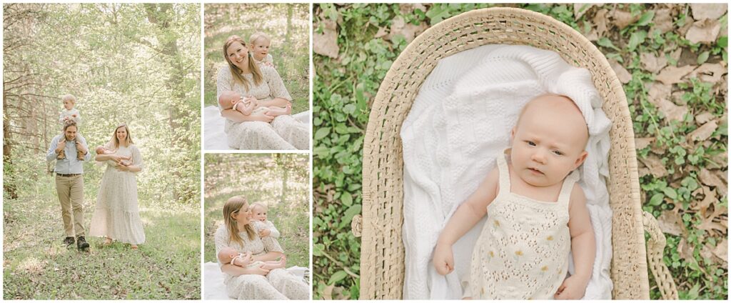 Family holding their newborn baby outdoors during a Twin Cities newborn photography session.