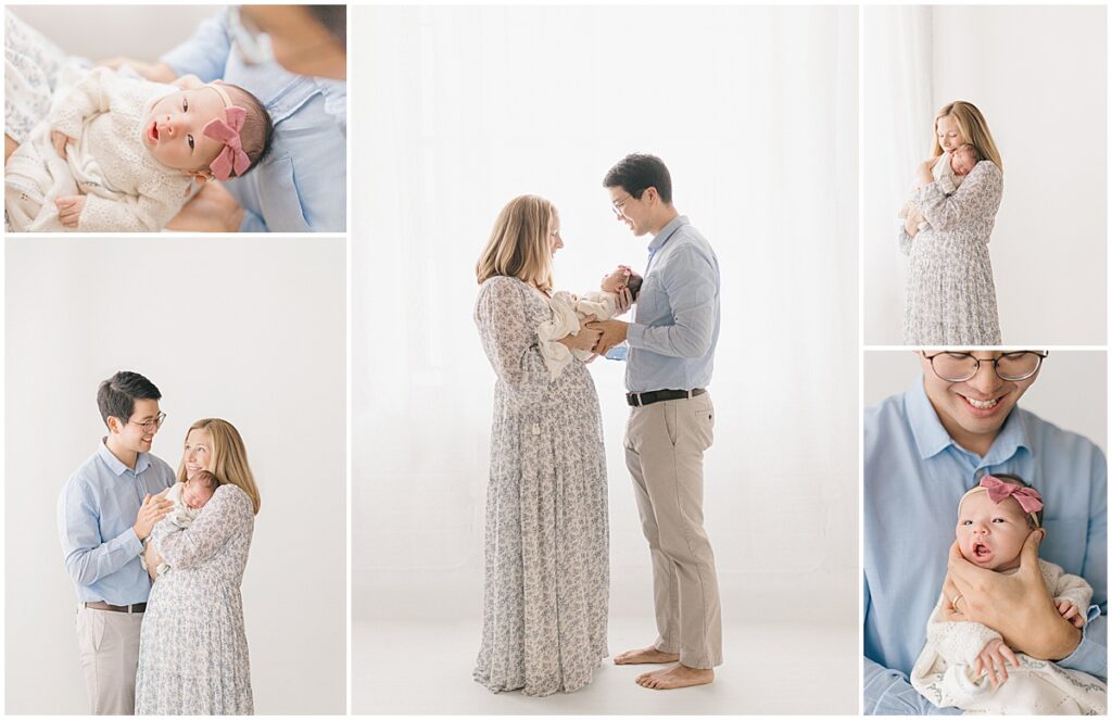 Baby's 1st Photo Session featuring newborn details, family snuggles, and soft studio light