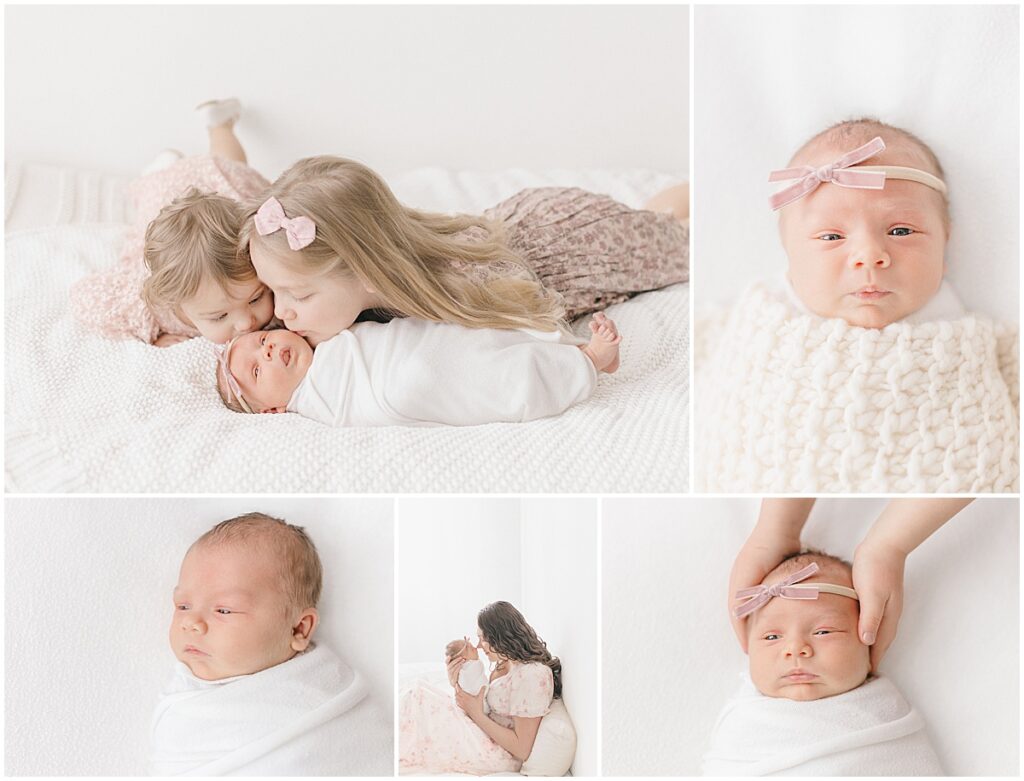 Baby’s first year photo session with neutral studio styling.