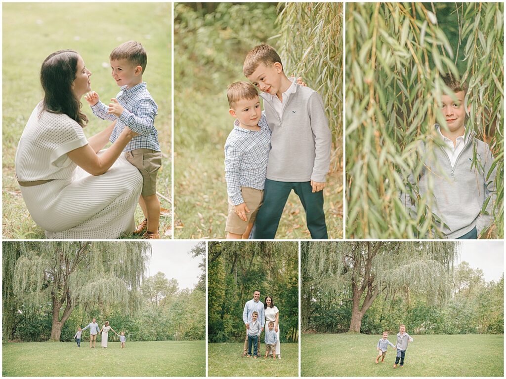 Family holding hands during fall family photos near the Twin Cities.