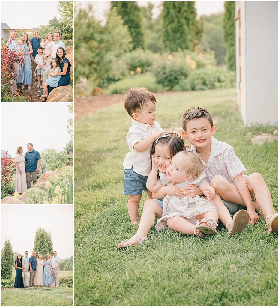 Family Photos in Greenfield with children, parents, and grandparents in a relaxed outdoor setting