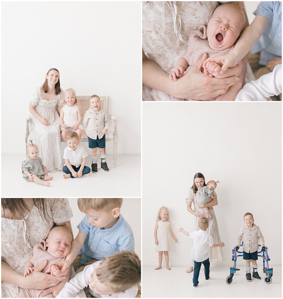 Minneapolis motherhood photographer capturing emotional motherhood photos with a mama and four kids in the Twin Cities