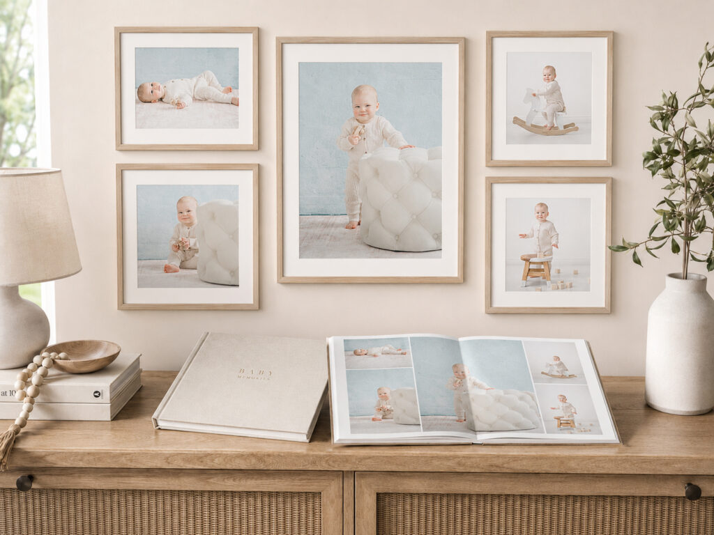 Studio baby photography for newborn and first year milestones.