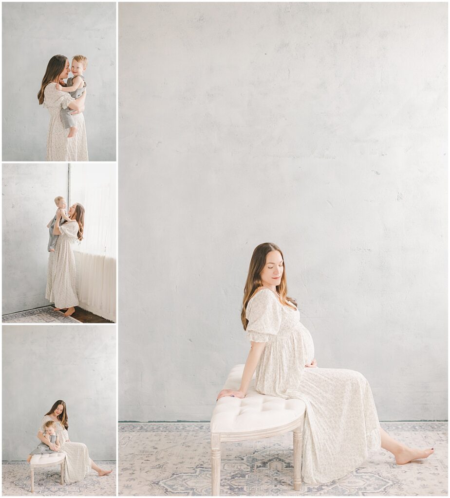 indoor vs outdoor maternity photos in Minneapolis studio