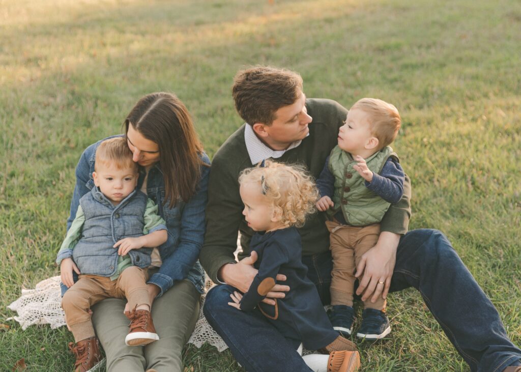 Candid in-between moment from a family session, used for Christmas card photos